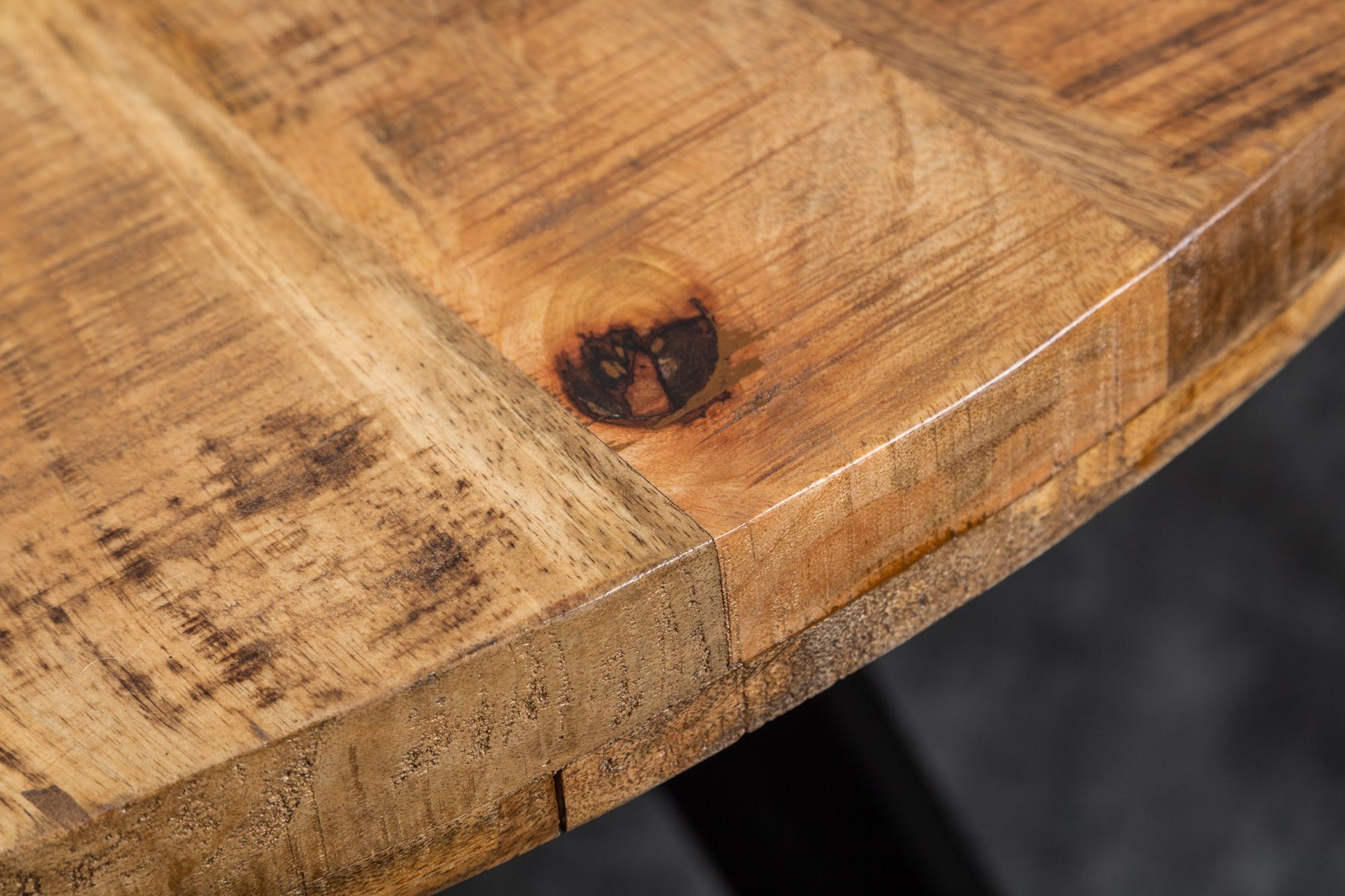 Table de salle à manger ronde Ø 120 cm bois de manguier métal design industriel