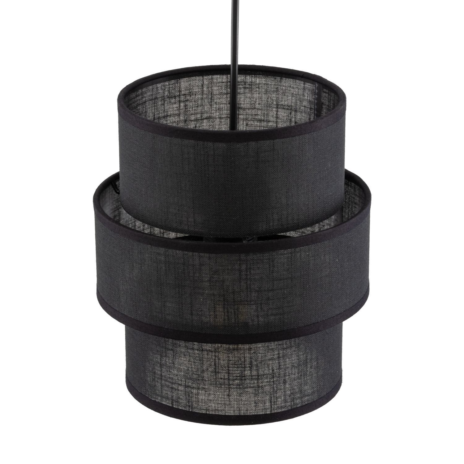 Pendelleuchte Schwarz E27 D: 20 cm rund Modern Stoff Lampe