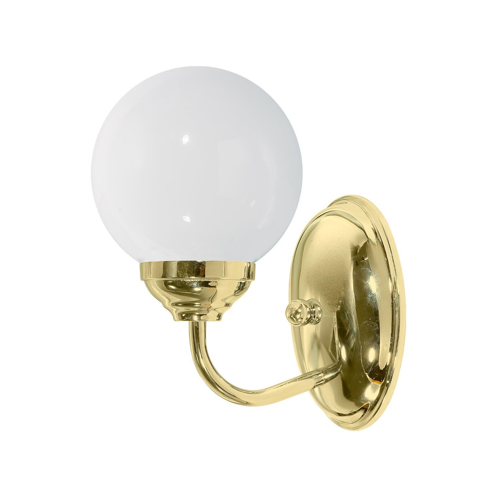 Lampe de salle de bain murale laiton verre abat-jour sphérique E14 H : 20,5 cm