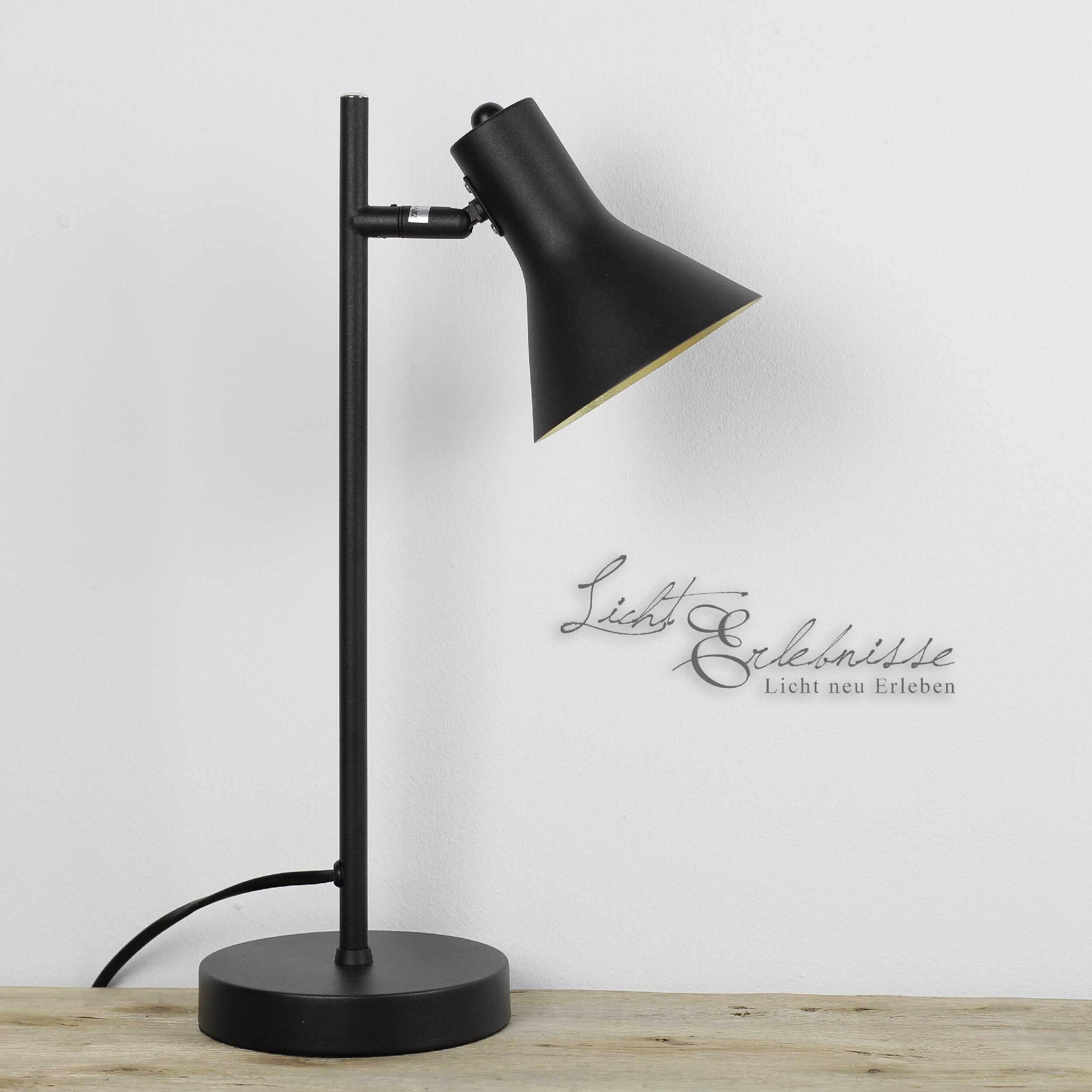 Schwenkbare Retro Tischlampe in Schwarz Gold