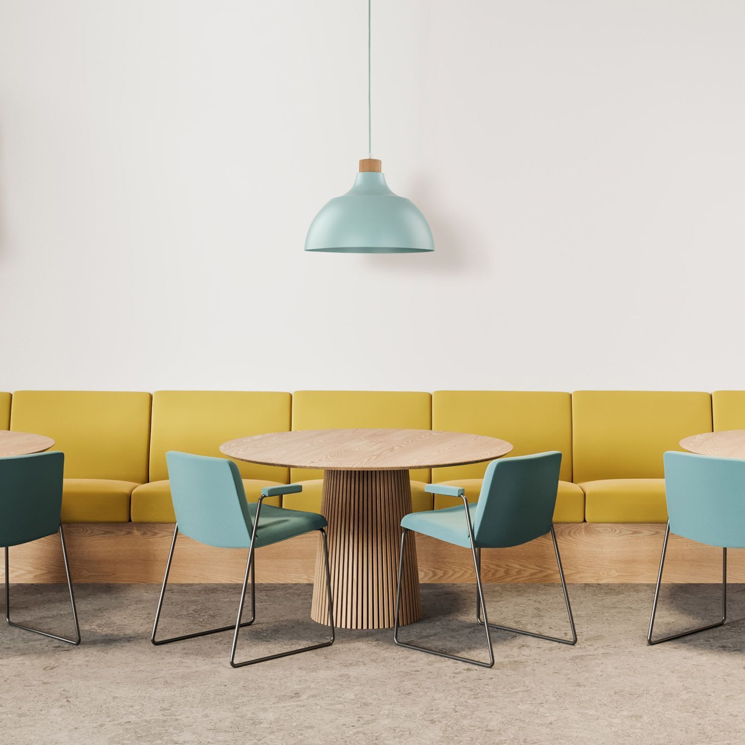 Lampe à suspendre métal bois Ø 34 cm rond menthe verte E27 Retro Moebel, Tabelle, Esstisch, Innenarchitektur, Esszimmer