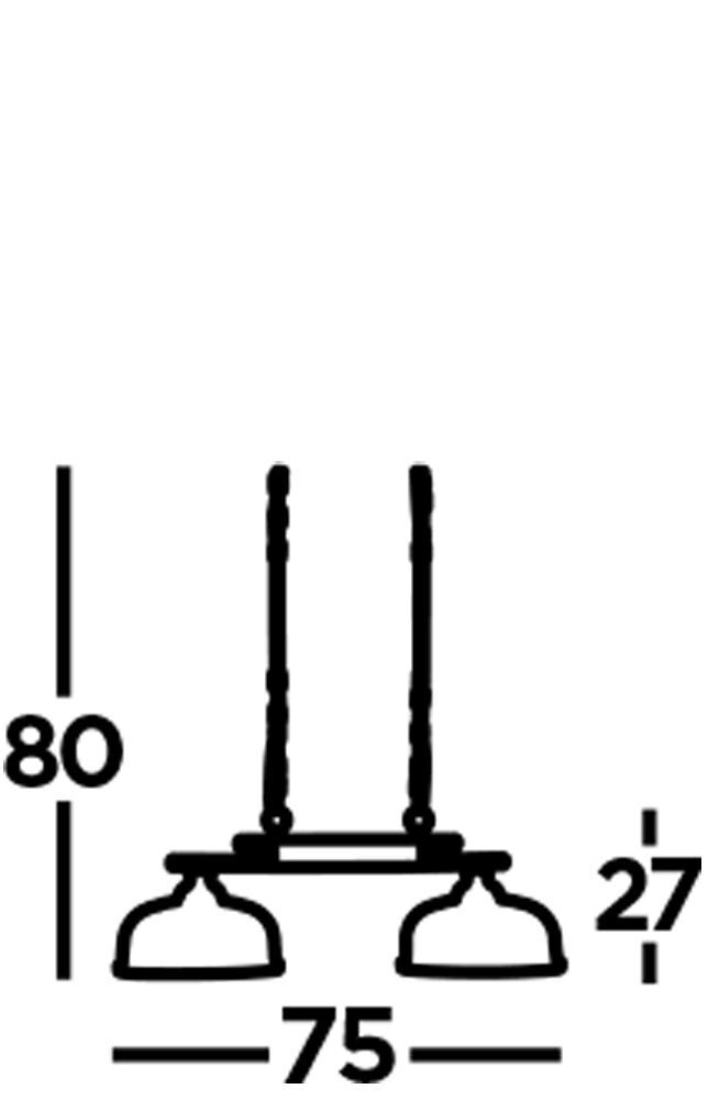 Lampe billard à 2 flammes L : 75 cm en argent clair E27