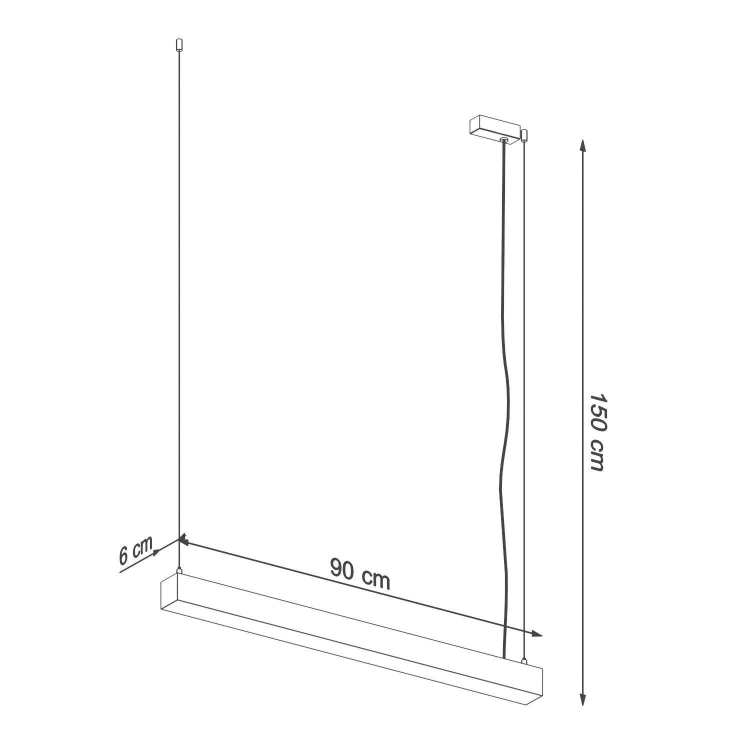 Lampe à LED suspendue table de salle à manger 90 cm de long 4000 K noir