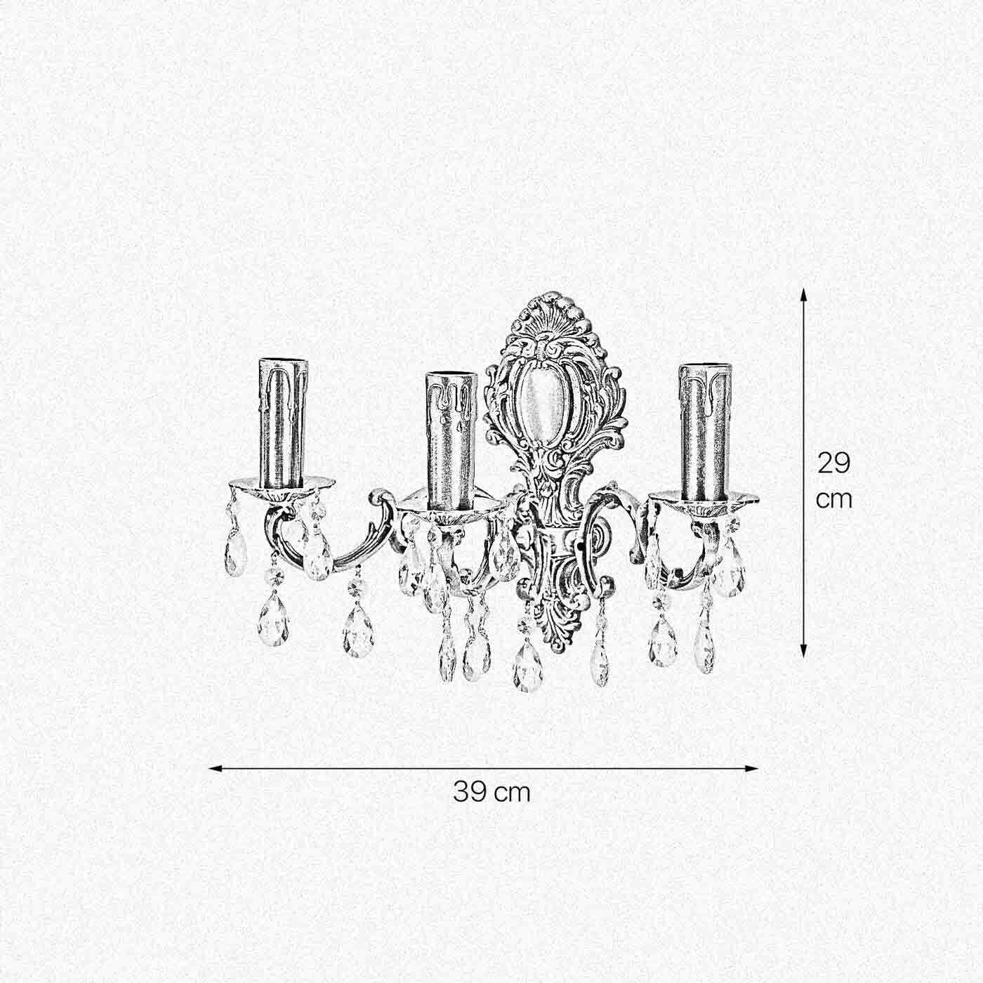 Applique murale en bronze clair 3-flamme E14 laiton art nouveau