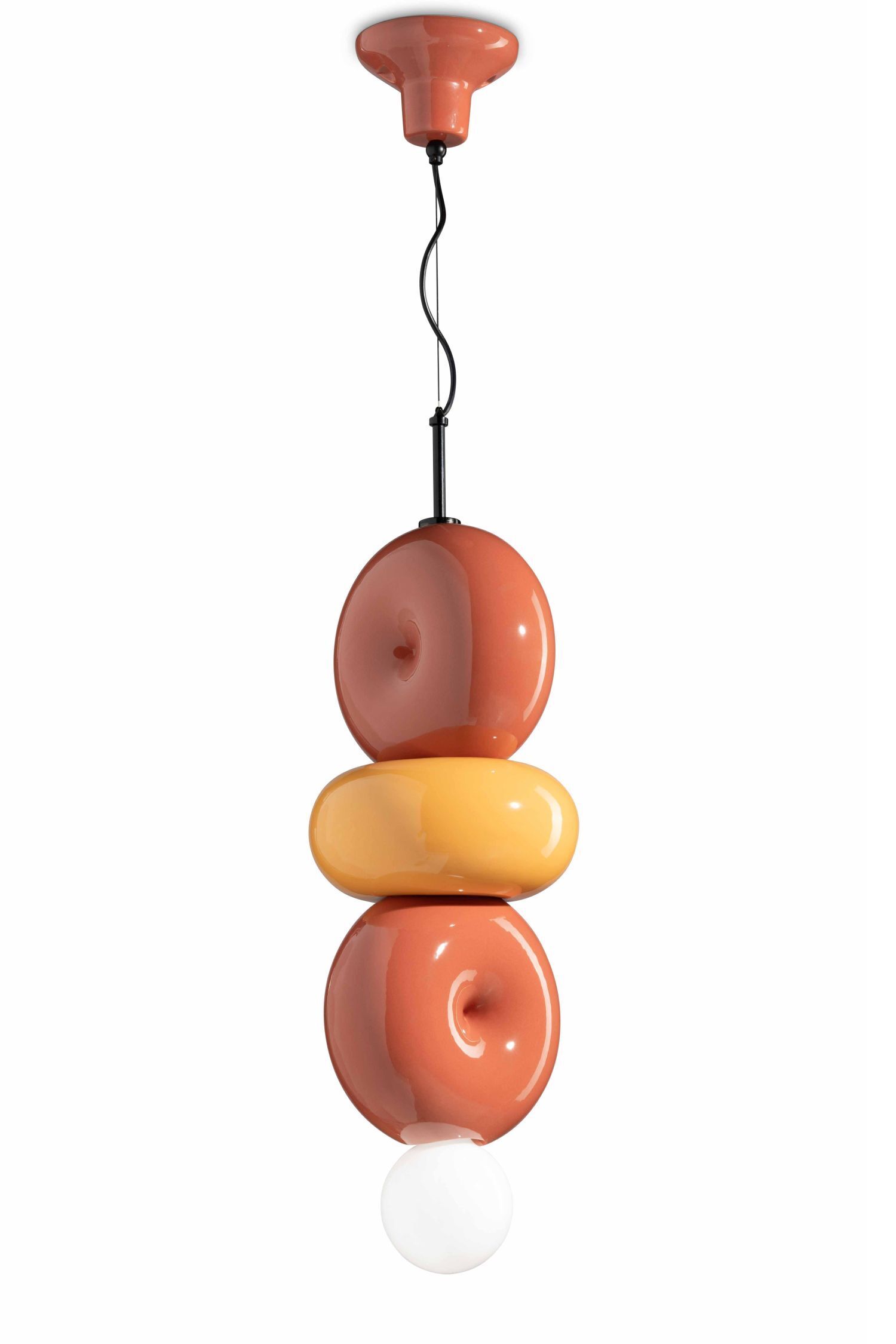 Lampe à suspendre Céramique Orange Jaune E27 Design rétro MICHELE