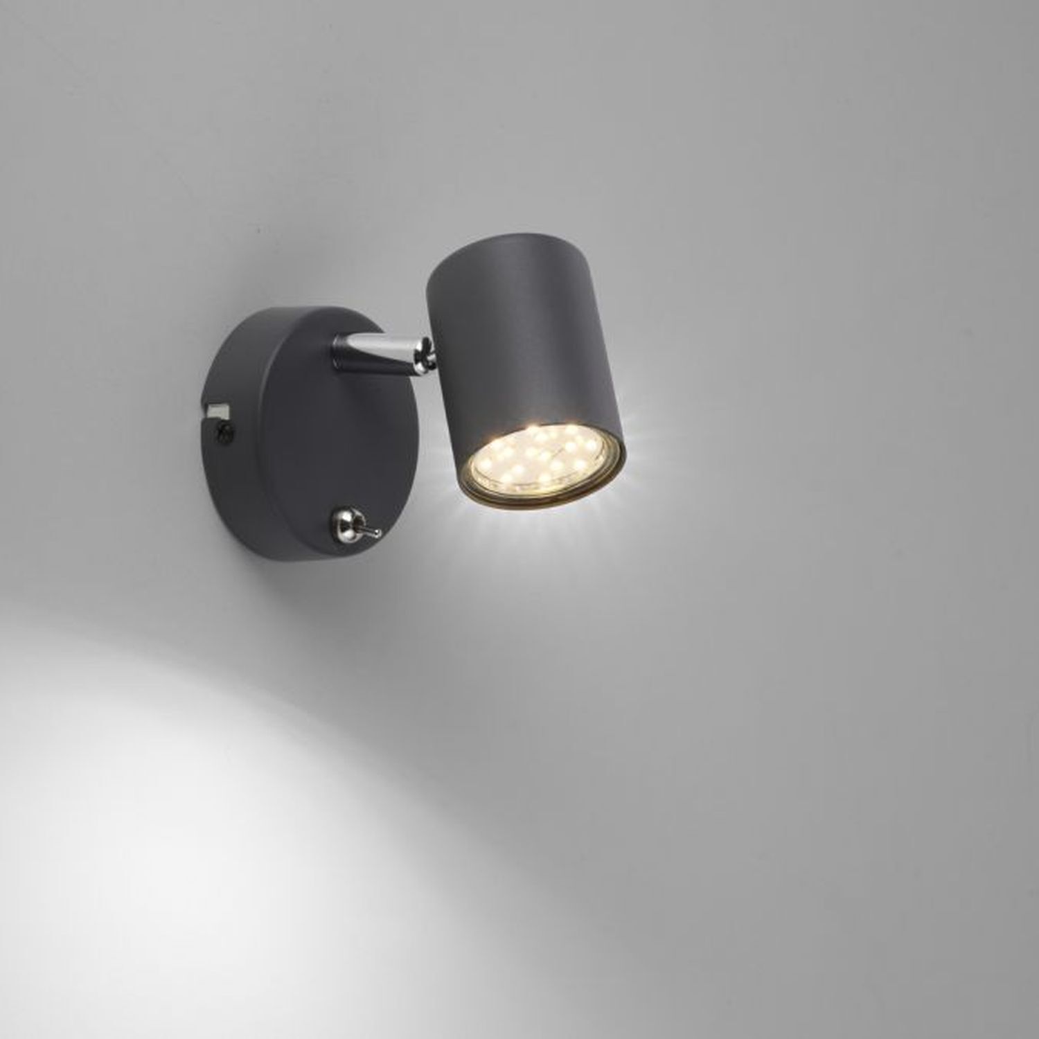 Projecteur mural mobile Noir Interrupteur GU10 P:12 cm