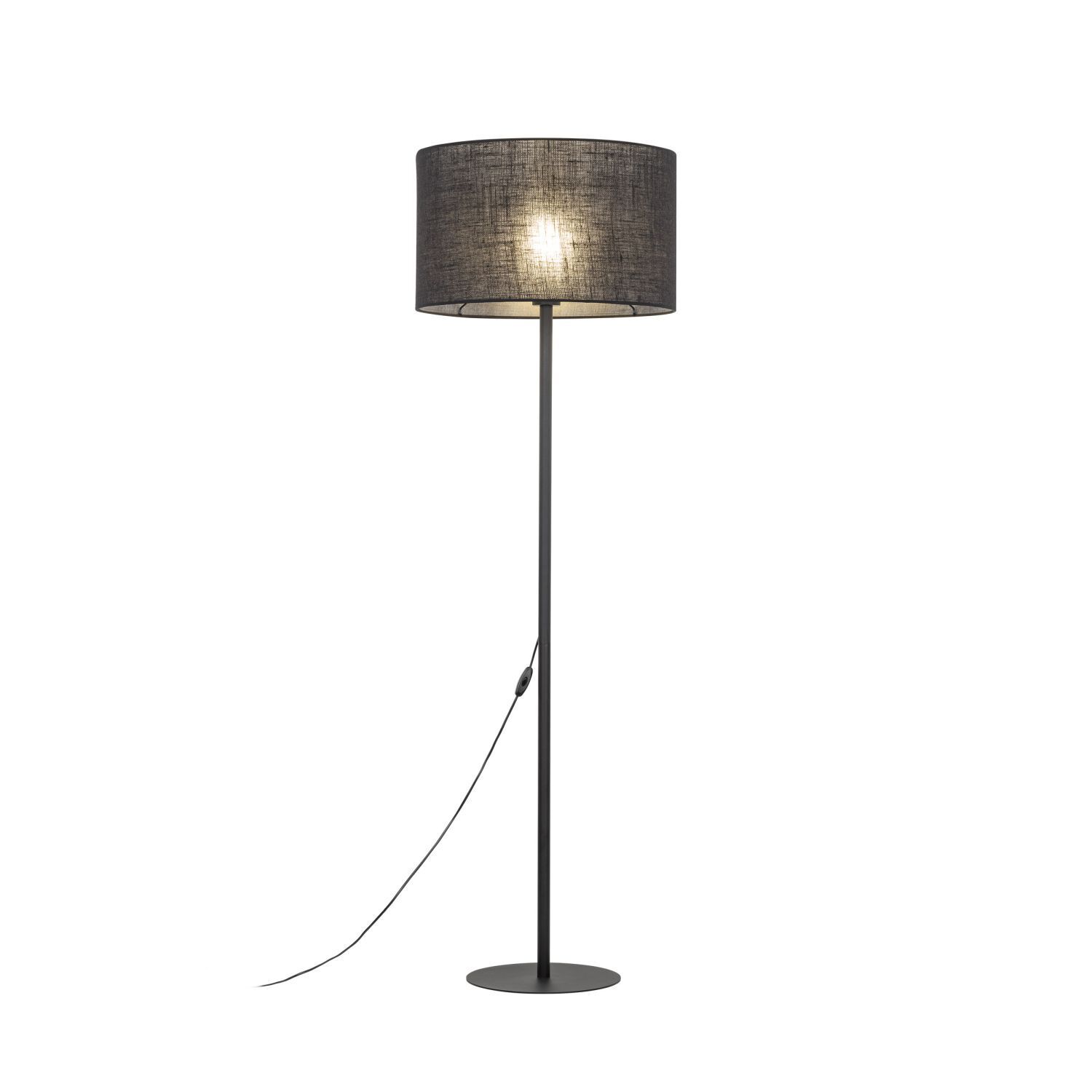 Lampadaire Noir 160 cm Ø 50 cm Métal Tissu E27 Lampe, Lampenschirm