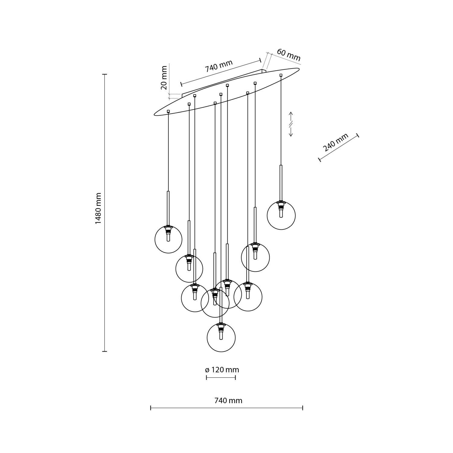 Pendelleuchte Braun zeitlos 90 cm Glas G9 Stahl modern pendant light, mehrfacher kronleuchter, hängelampe, runder glühbirne, deckenleuchte