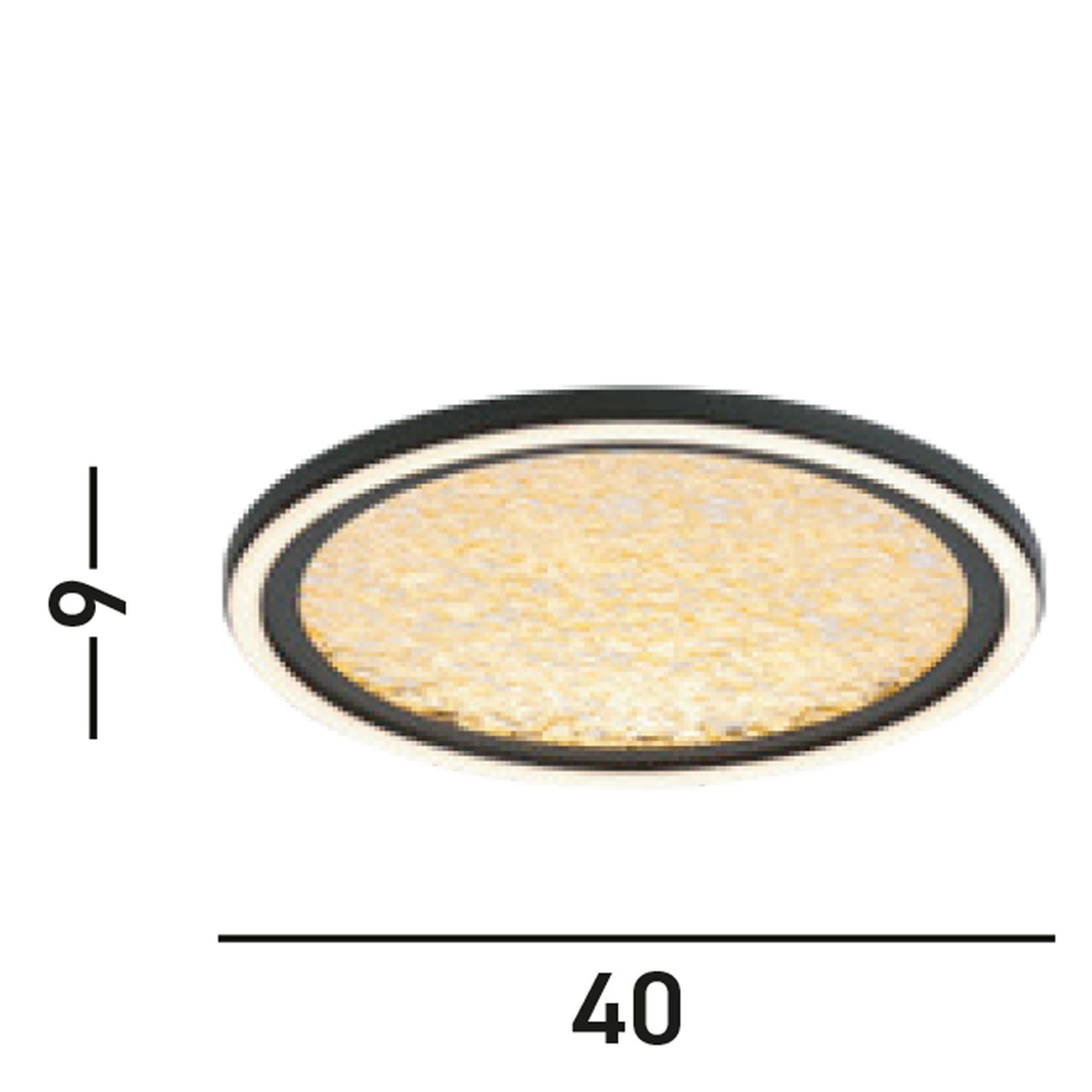 Plafonnier LED noir or métal 32 W Ø40 cm rond