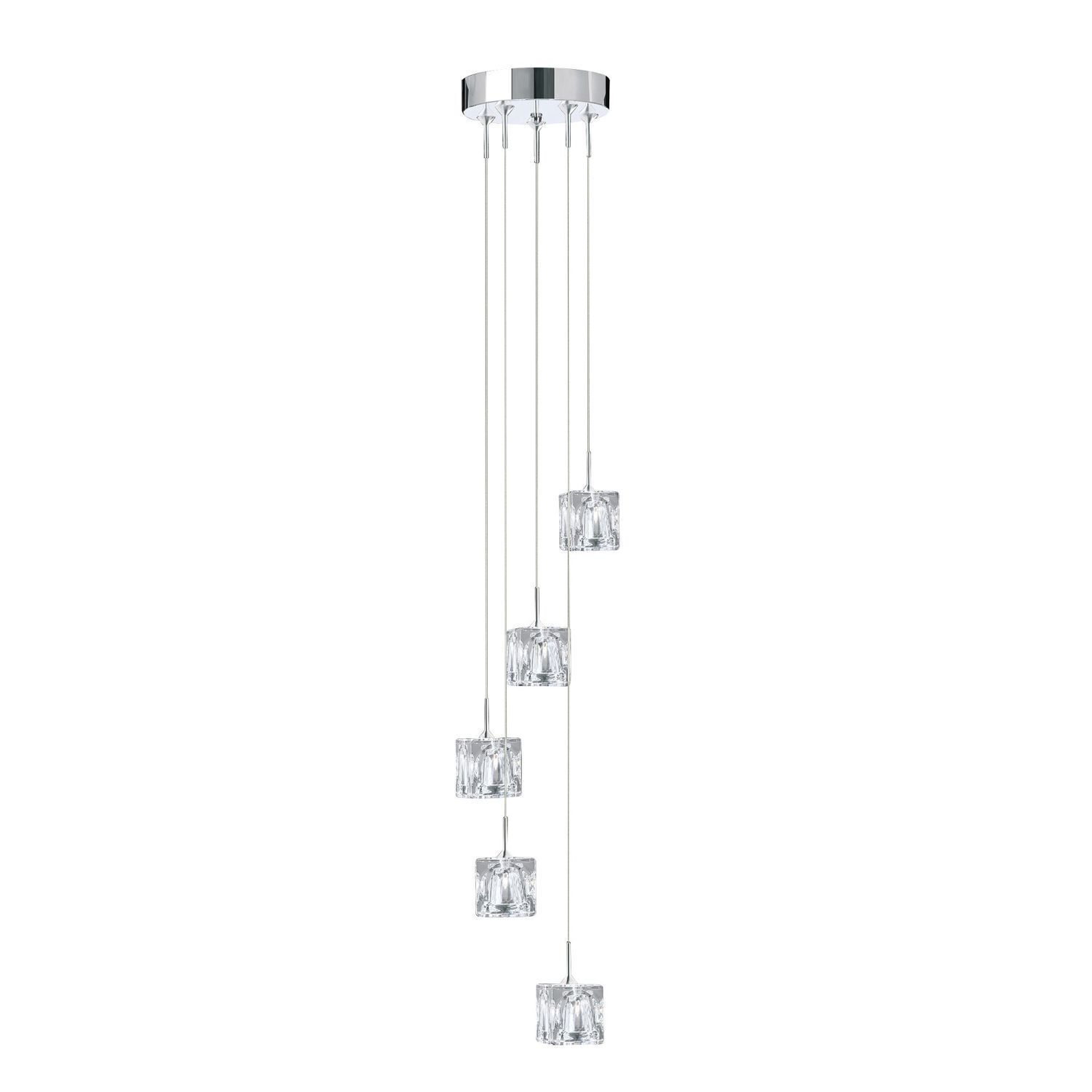 Lampe LED suspendue en chrome verre métal 3000 K 5-flamme