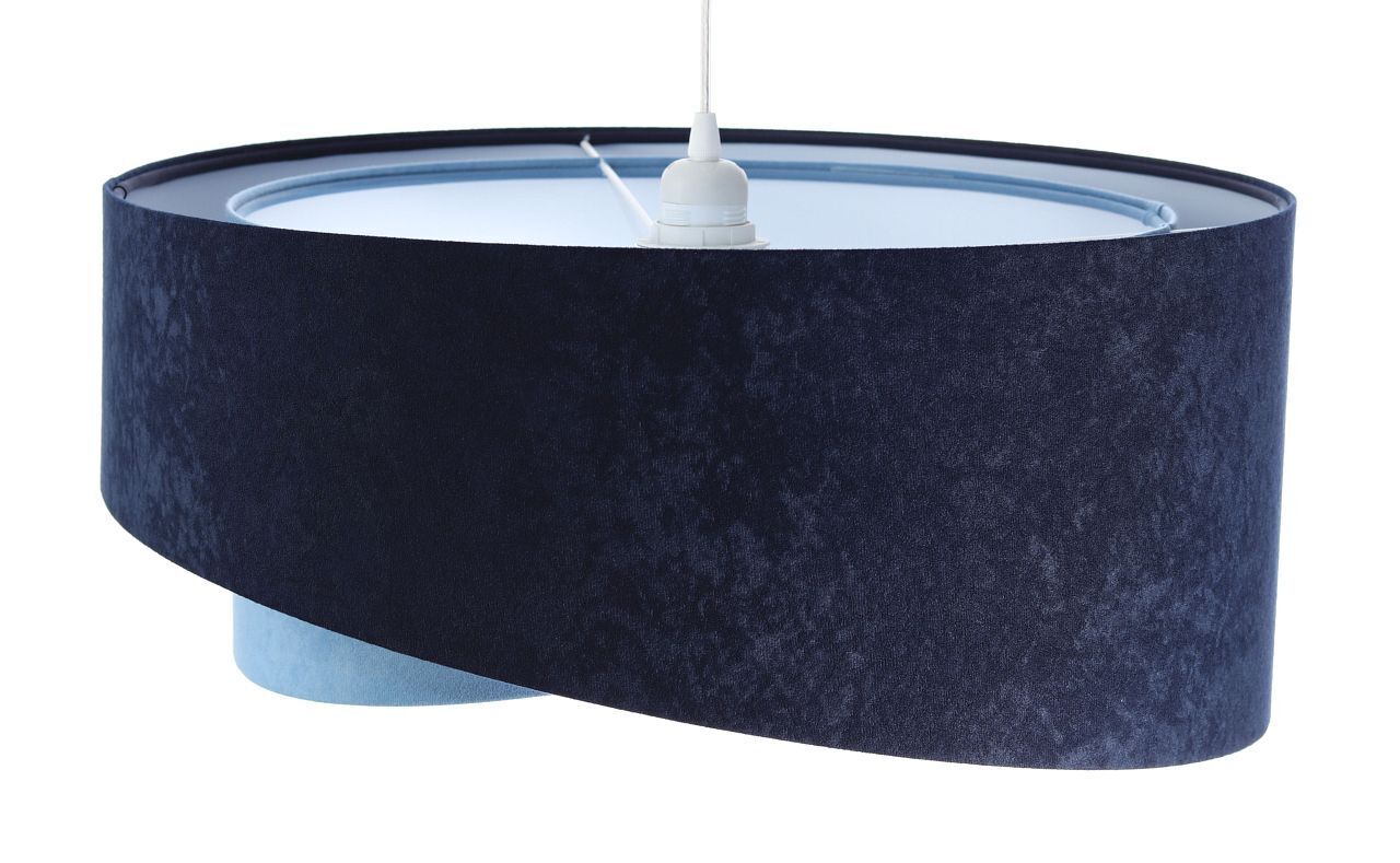 Hängeleuchte Blau E27 rund D: 50 cm Velours Optik Stoff Lampe, Mobiliar, Tabelle