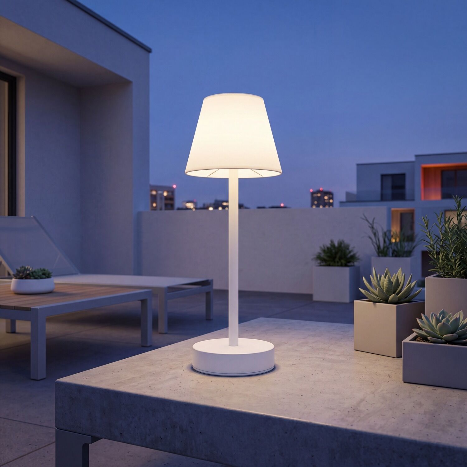 Stehlampe, Tischlampe, LED, weiße Lampe, Außenbeleuchtung