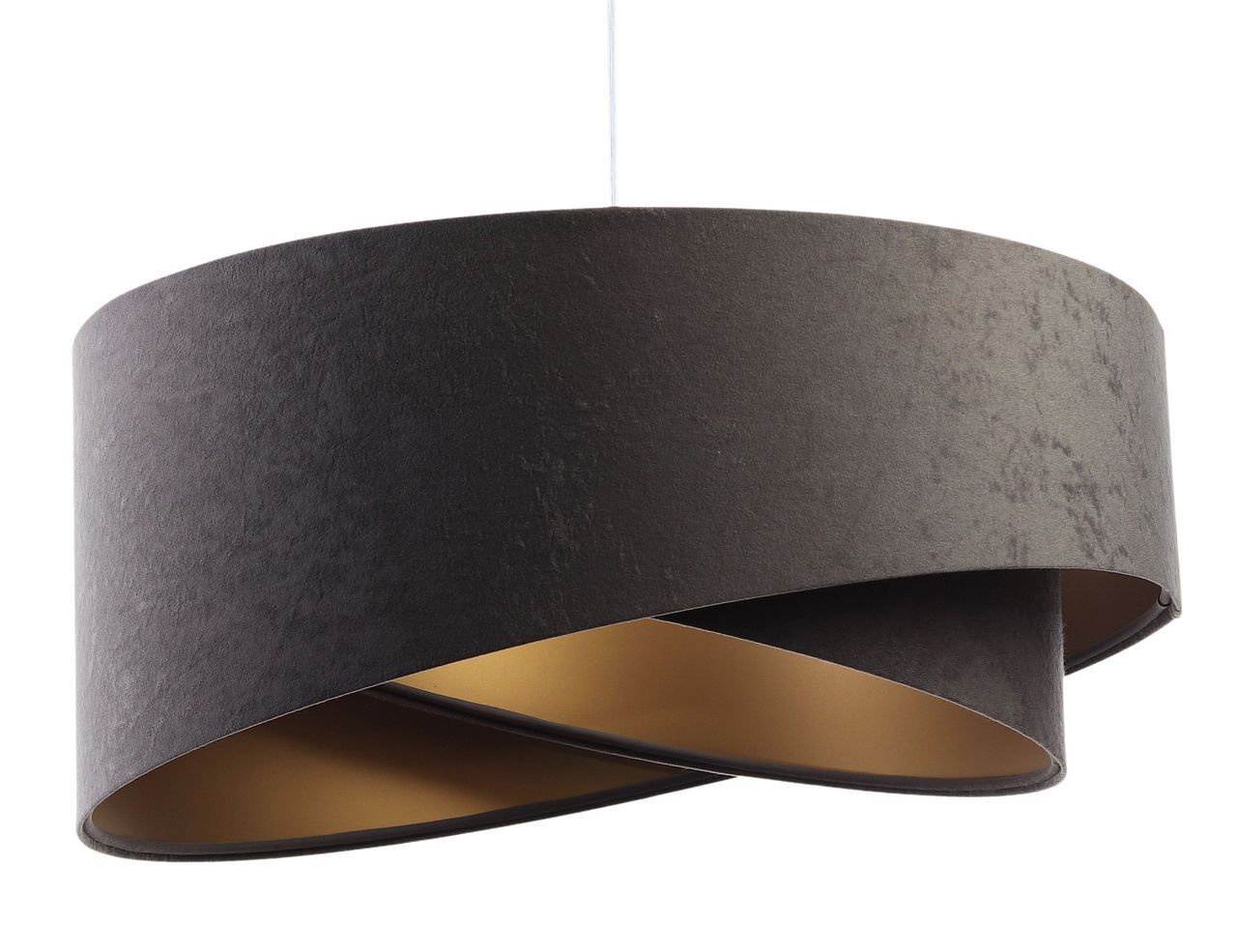 Pendelleuchte Stoff verstellbar E27 Stoff in Grau Gold Lampe