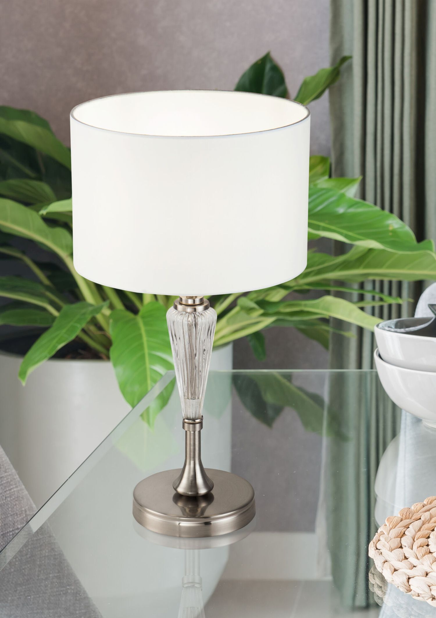 Nachttischlampe Metall Stoff rund Ø 26,5 cm 46 cm E14