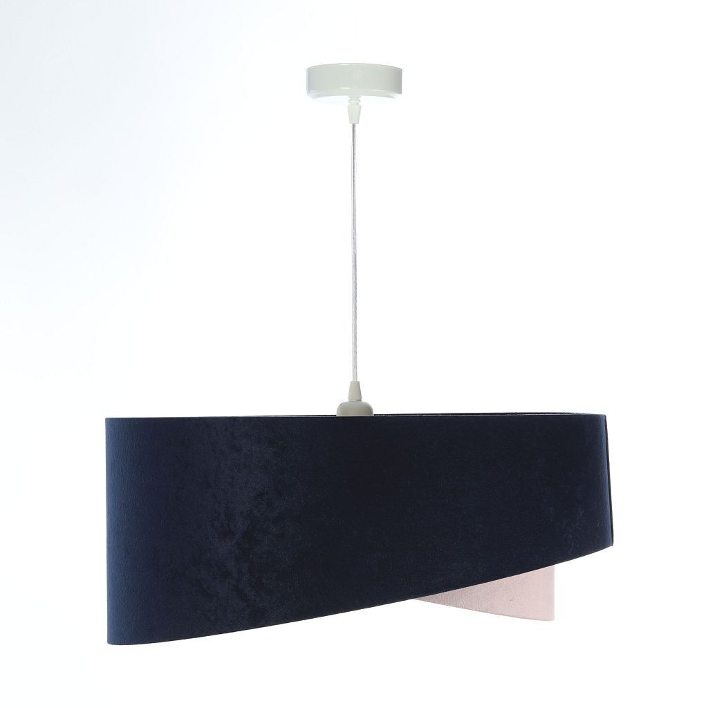 Lampe à suspendre Abat-jour en tissu bleu rose or E27 rond Ø 50 cm