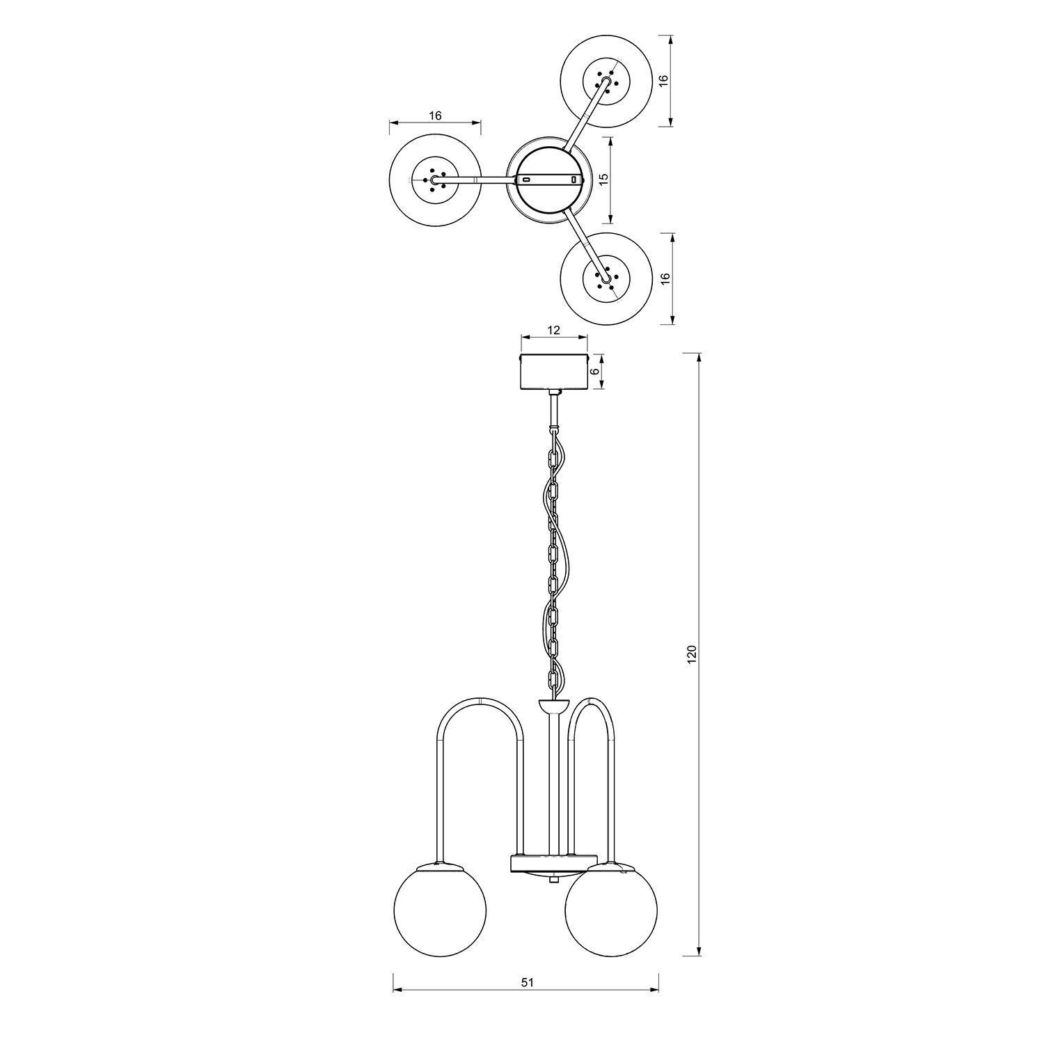 Runde Pendelleuchte in Messing Schwarz Weiß E14 Ø51 cm