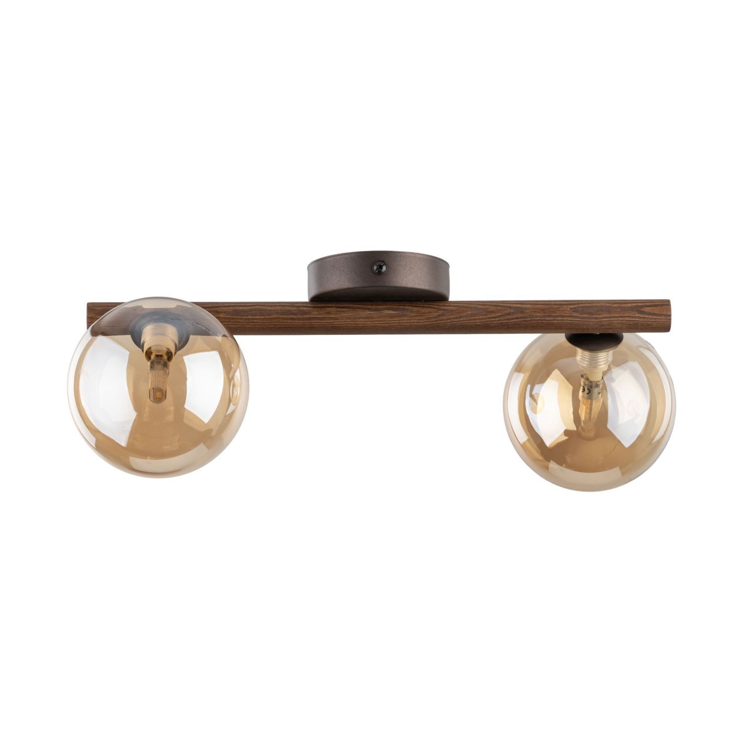 Deckenleuchte Holz Braun G9 42 cm stilvoll Glas modern Wandleuchte, Holzdekor, Doppelglobe, E26, Wandlampe
