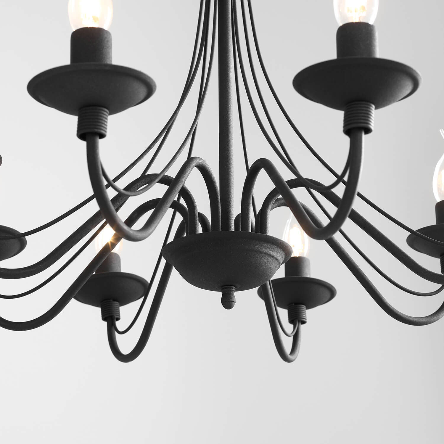 Kronleuchter Metall Schwarz Rustikal E14 Esszimmer Leuchter, Lampe