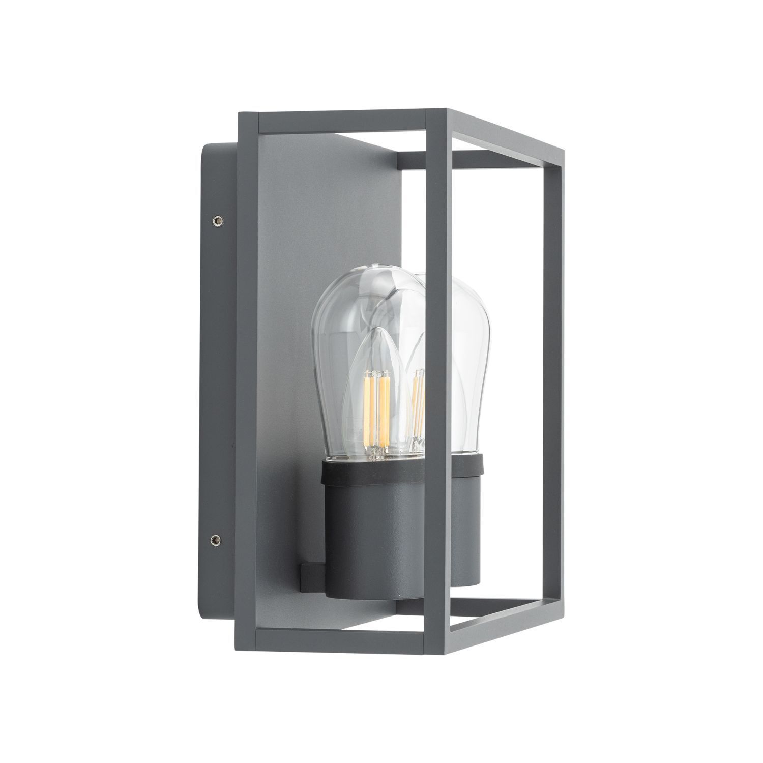 Wandleuchte außen 2-flammig IP54 Graphit E14 Glas Aluminium