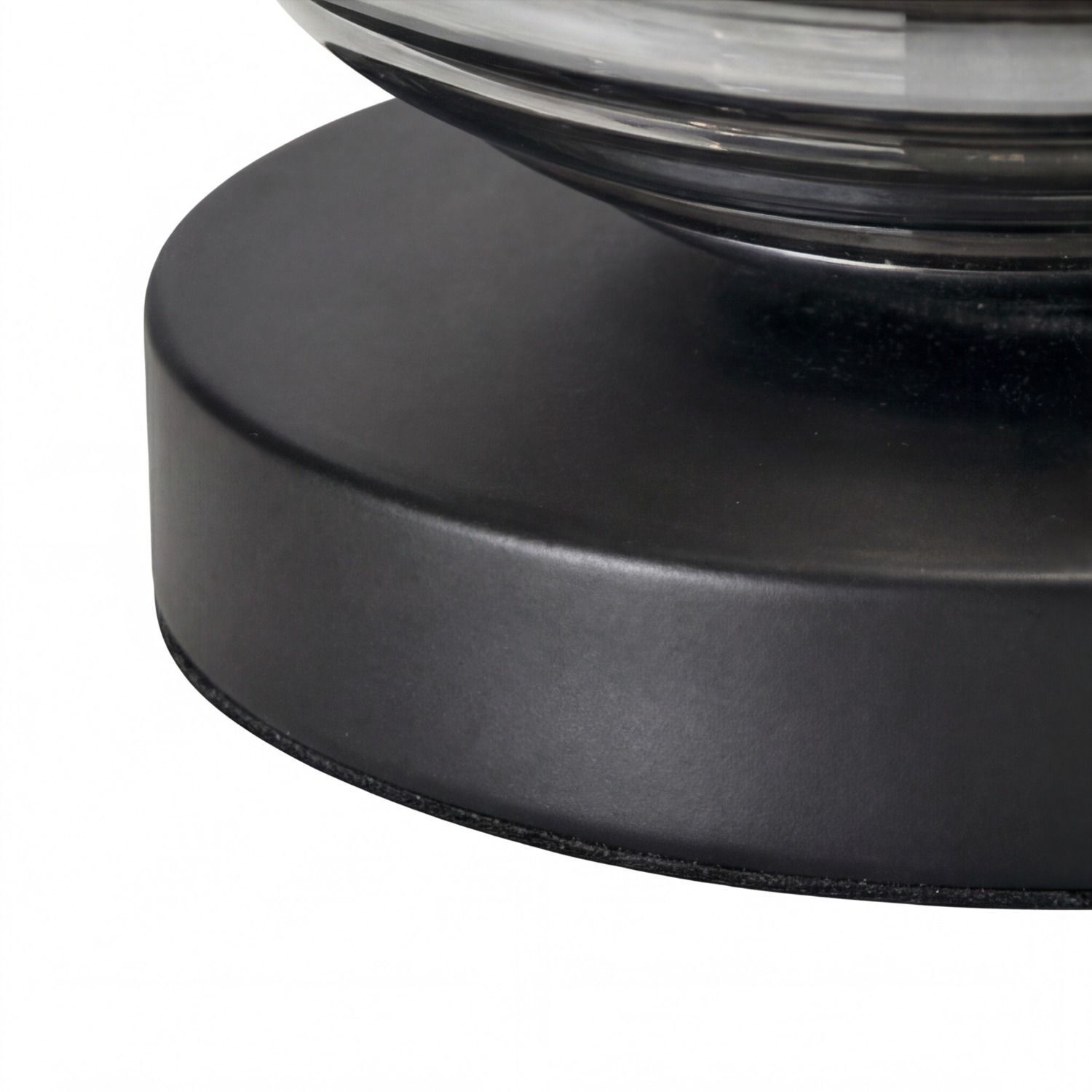Tischlampe Rauchglas Metall Schwarz E27 16,5 cm Ø18 cm Basis, Schwarz, Metall, Halslose Form, Fußplatte