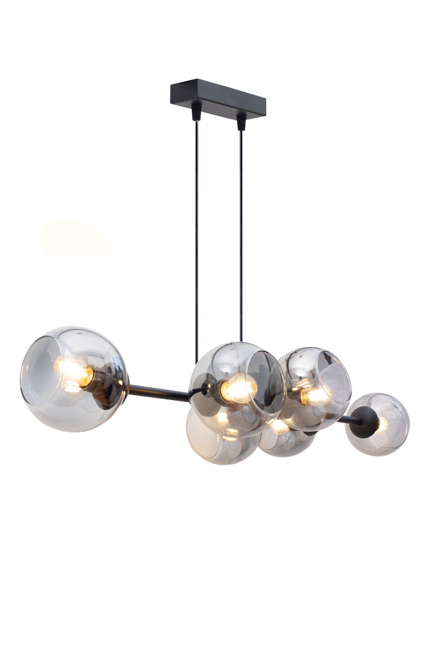 Suspension métal verre fumé anti-éblouissement E27 100 cm de long