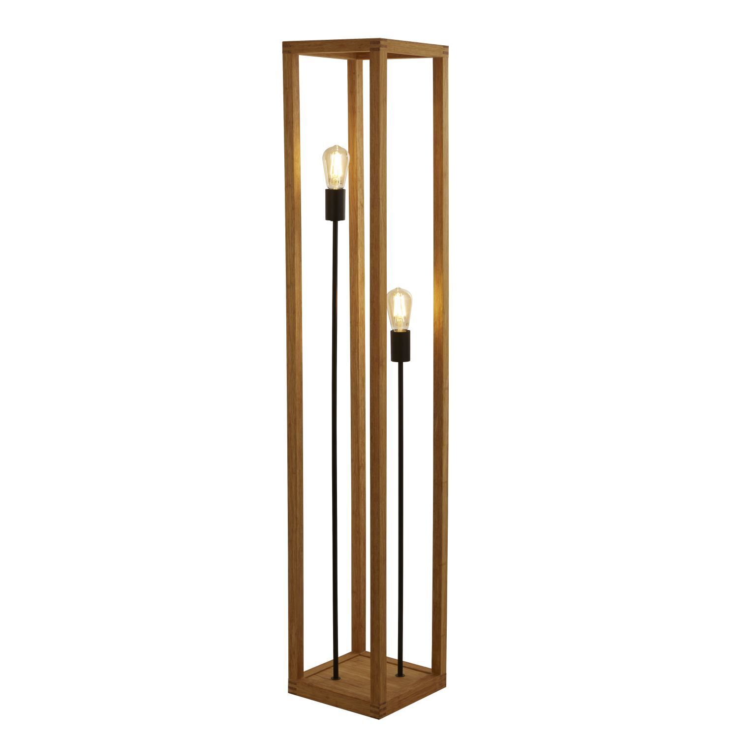 Stehlampe Bambus 140 cm hoch eckig Natur Schwarz ZAMOSC