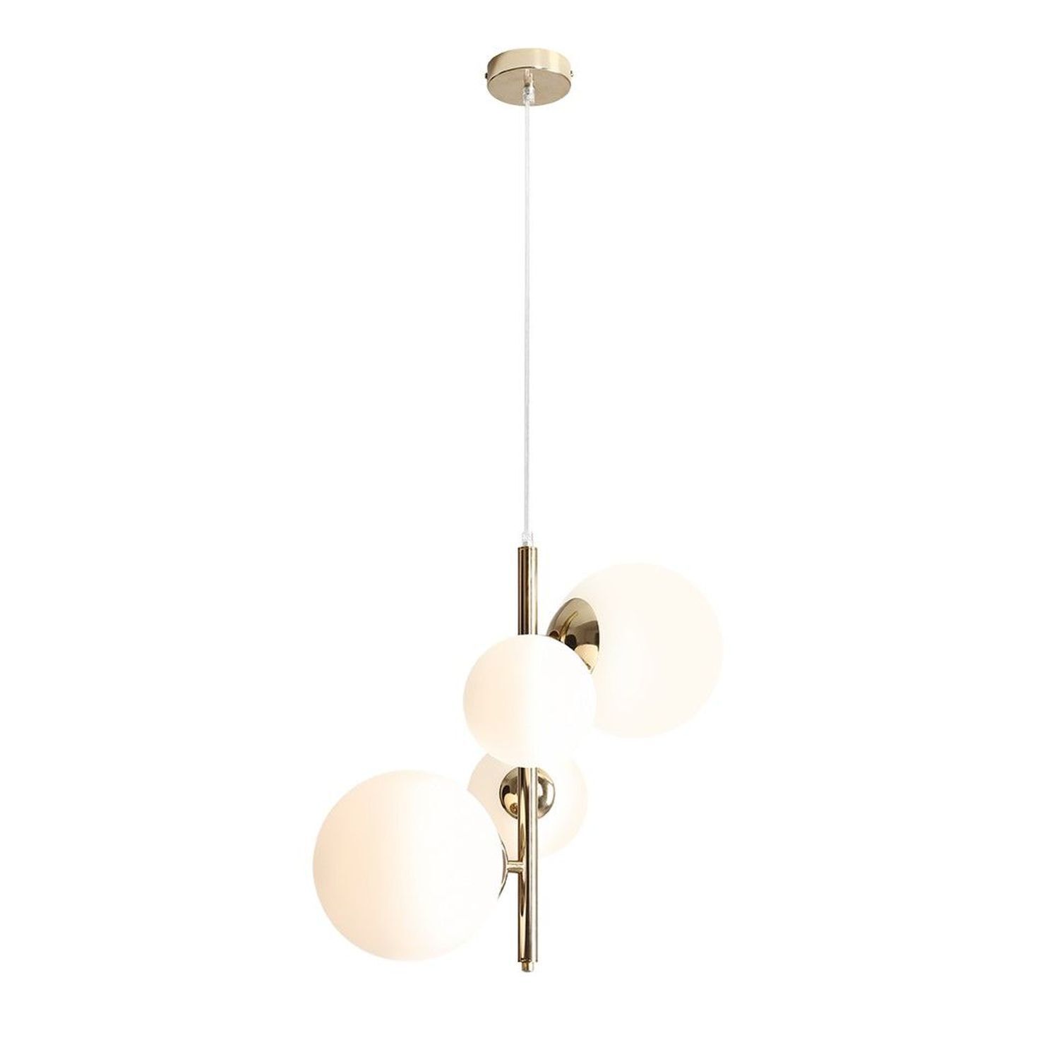 Hängeleuchte 4-flammig Glas Metall in Gold Weiß Modern