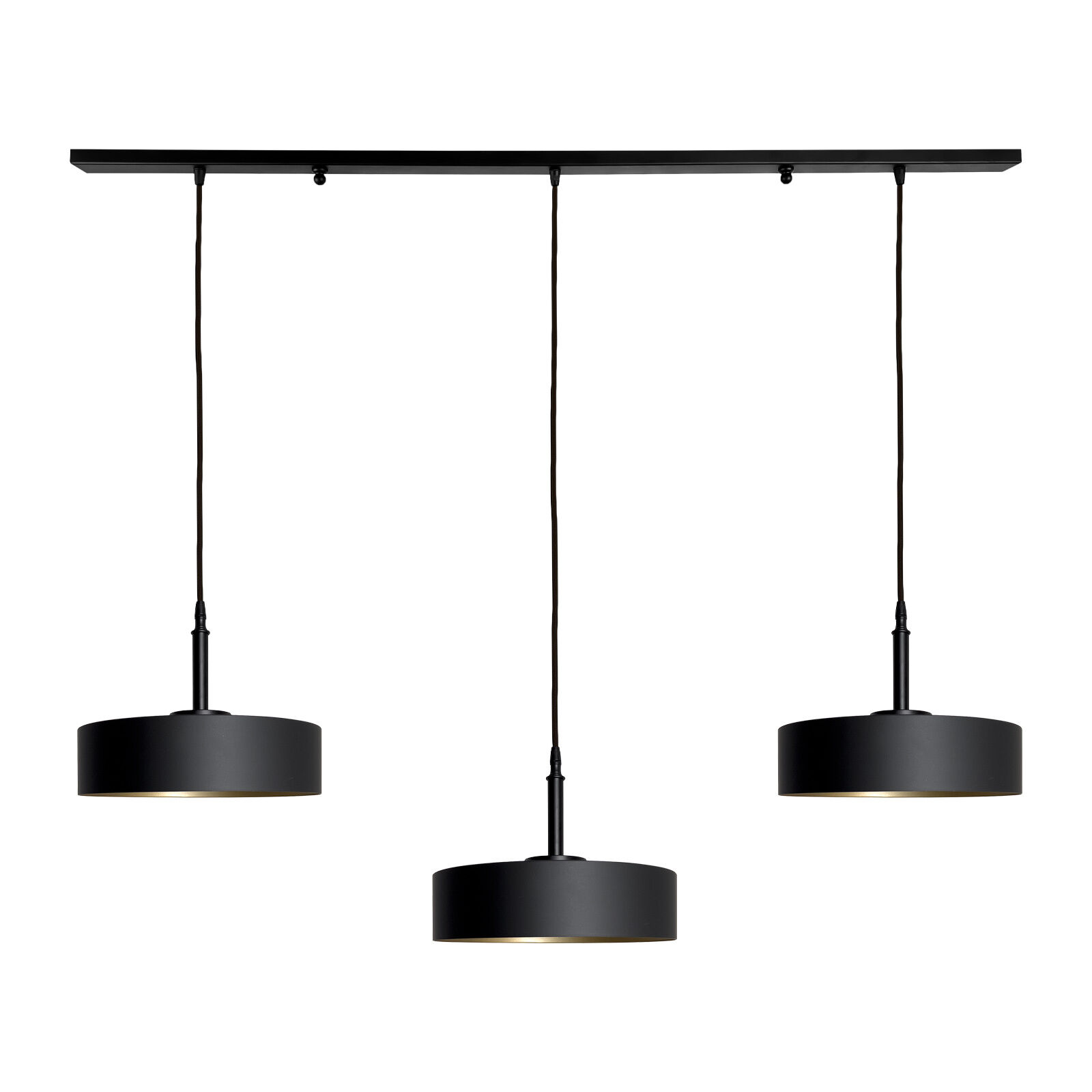 Suspension 3 flammes L : 120 cm Laiton Fer E27