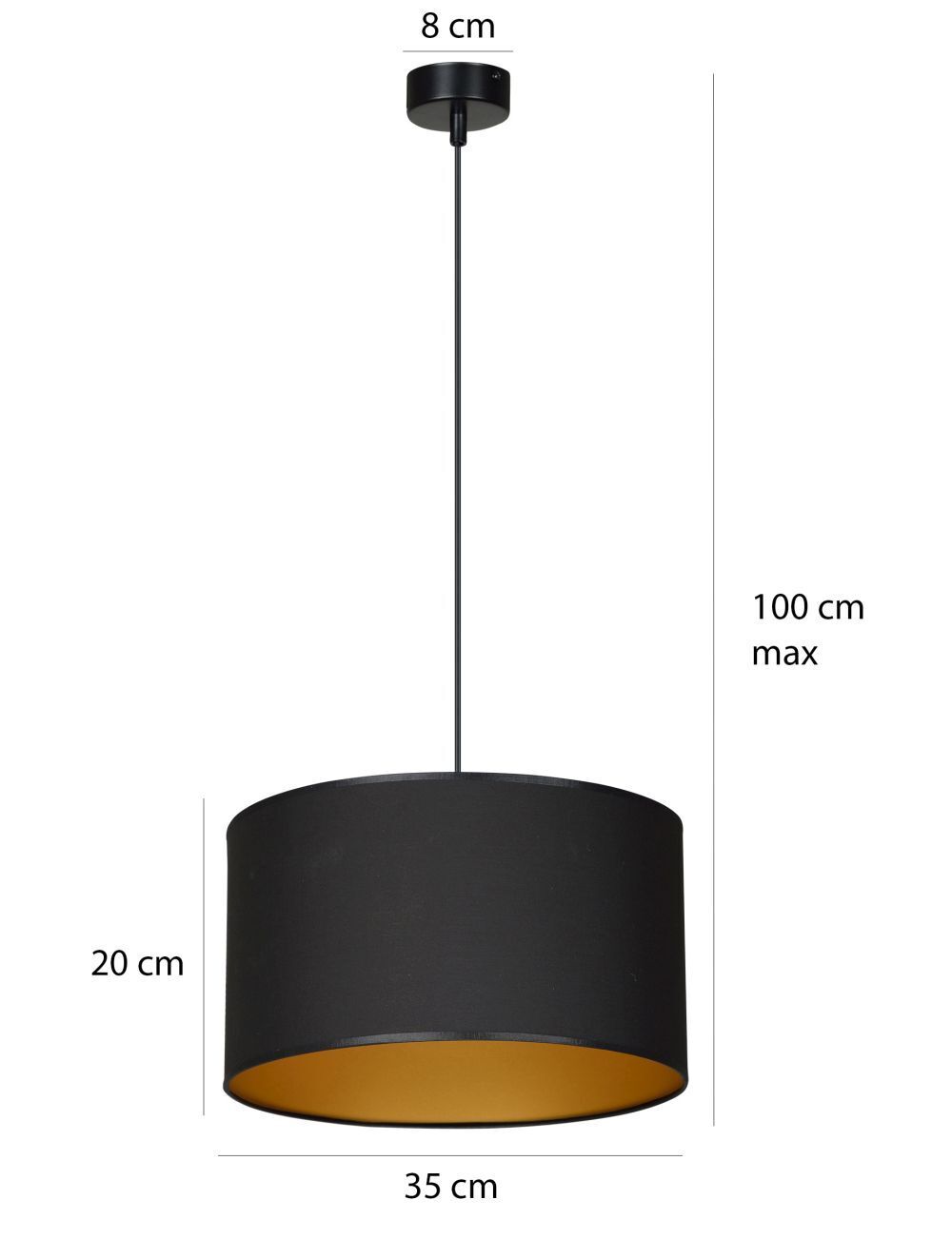 Hängeleuchte Schwarz Gold Stoff Ø35cm YENNA Wohnzimmer Lampe