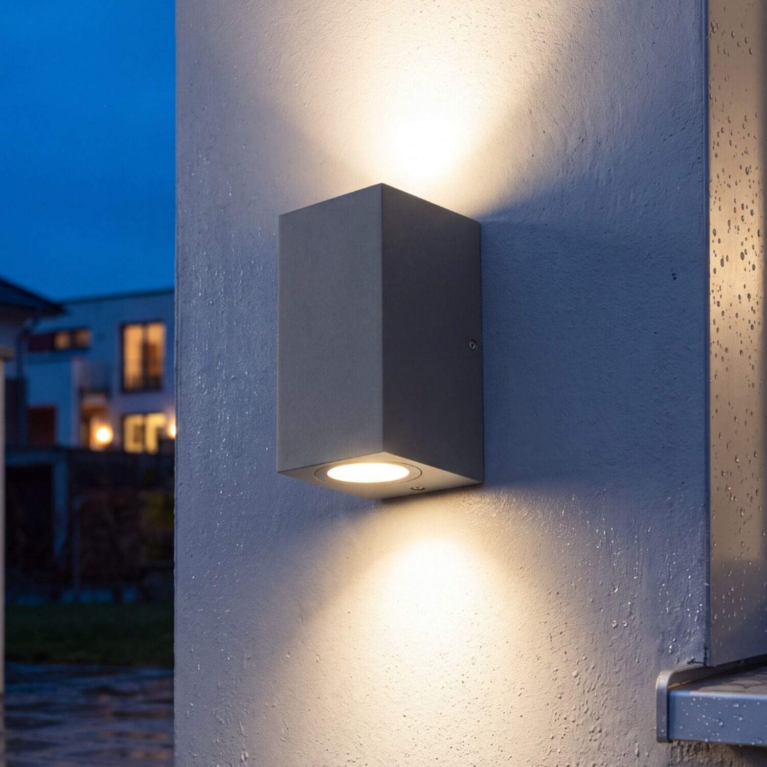 le51478-wandlampe-garten-terrasse-aussen-aluminium-glas-modern-2-flammig-gu10-ip44-grau-anthrazit-03 Außenwandleuchte, Wandlampe, LED-Lampe, Metallgehäuse, Aufputzleuchte
