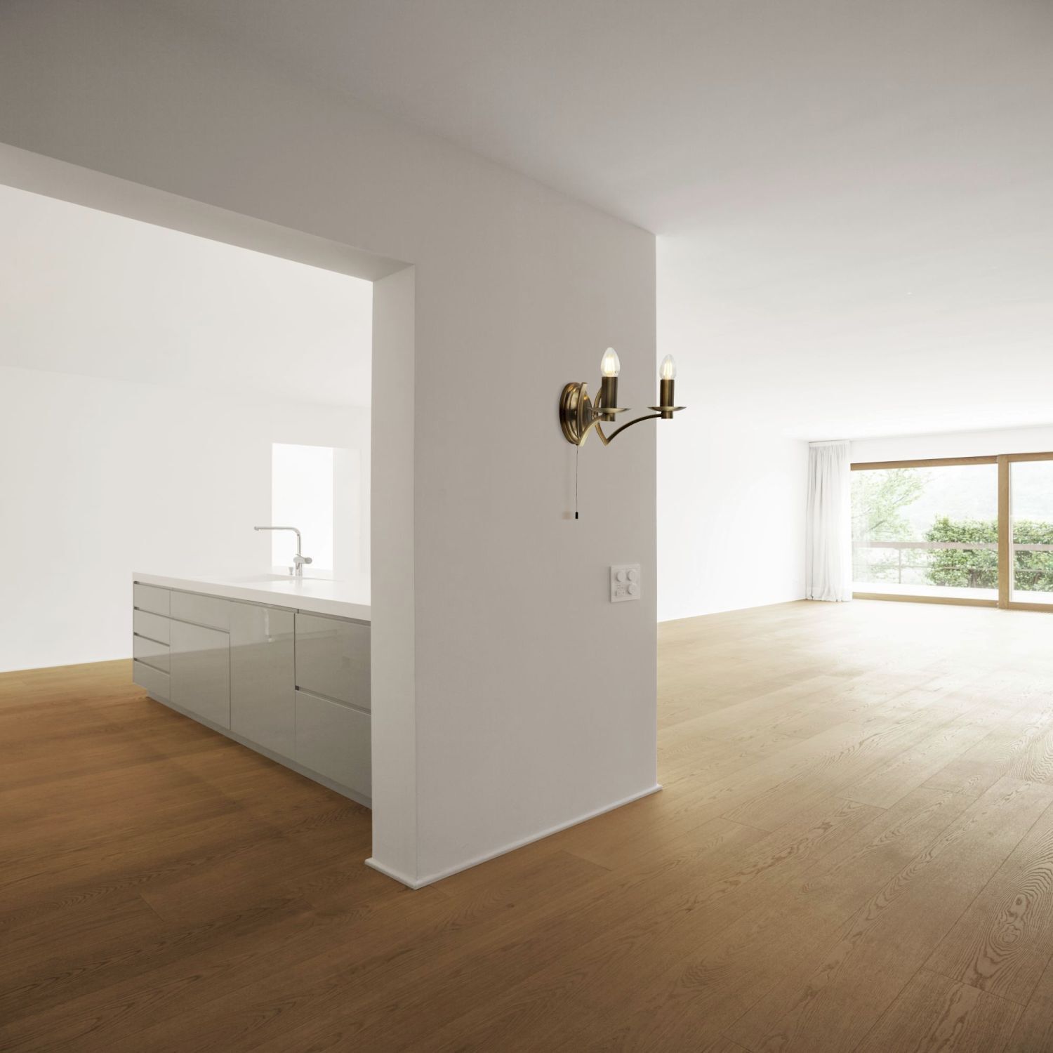 Applique murale avec interrupteur E14 en laiton antique 2 flammes Ecke, Drinnen, Innenarchitektur, Fußboden, Bodenbeläge