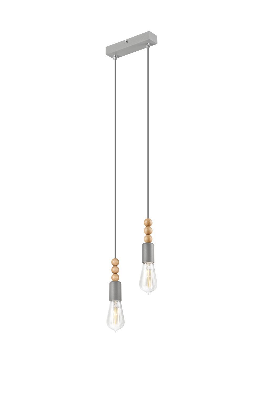 Pendelleuchte Esszimmer Silber Metall Holz Lampe