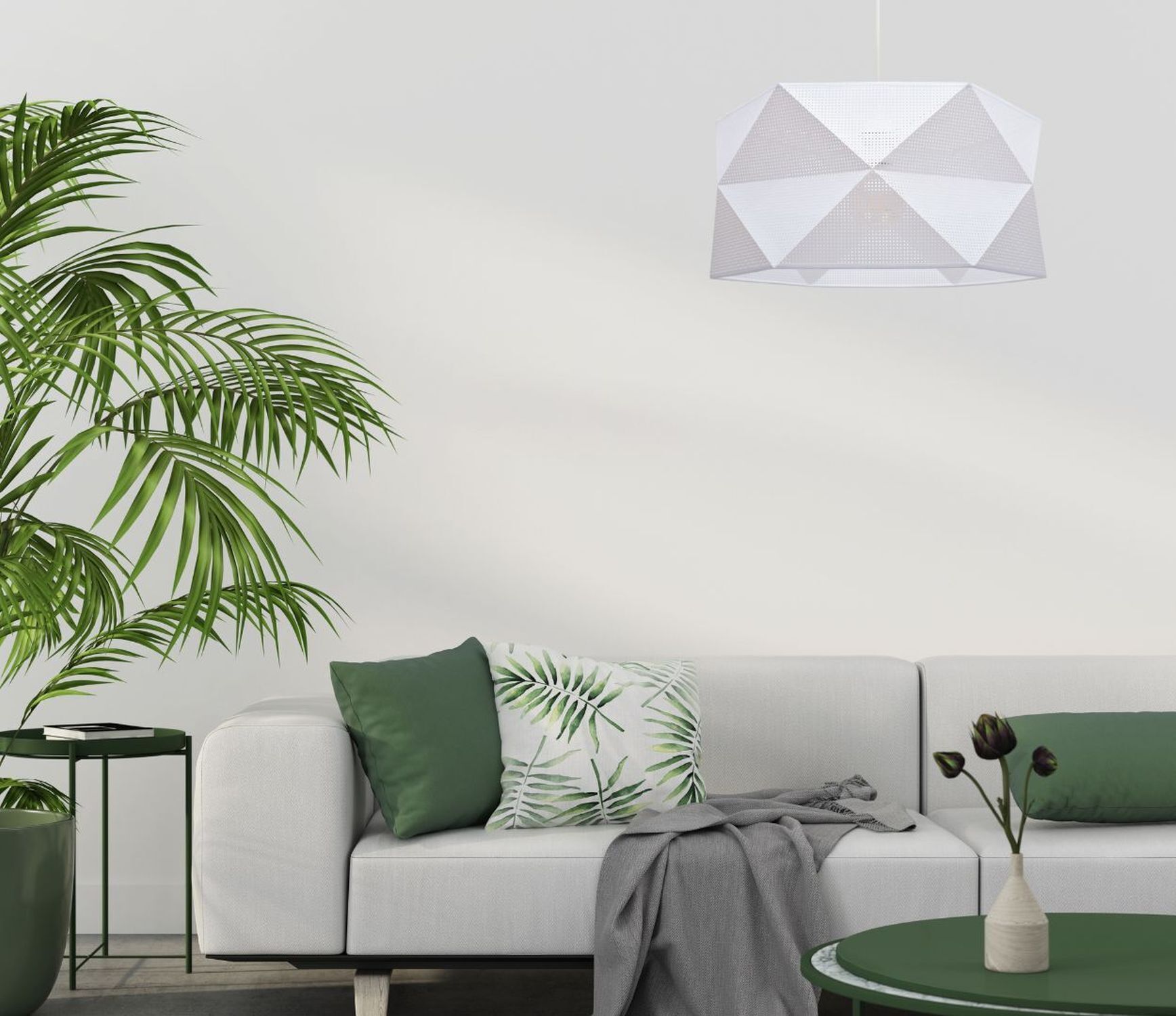 Suspension moderne tissu faible éblouissement E27 L:70 blanc or Lampe, Pflanze, Couch, Mobiliar