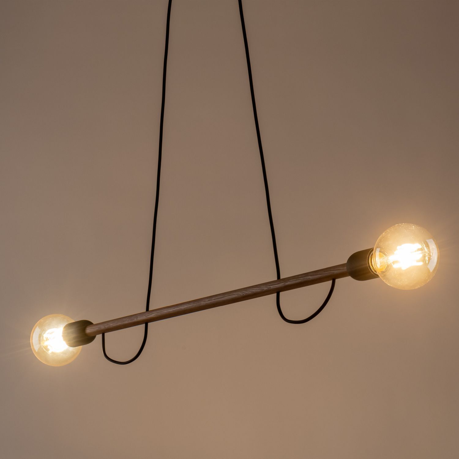 Lampe à suspendre bois métal 93 cm de long H : max. 160 cm 2x E27
