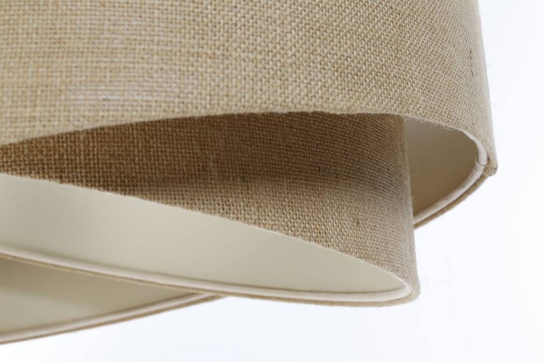 Boho Lampe à suspendre Tissu D : 50 cm rond E27 Naturel Moderne INGRAM Dekoration für Zuhause, Leinen, Lampe, Leinwand