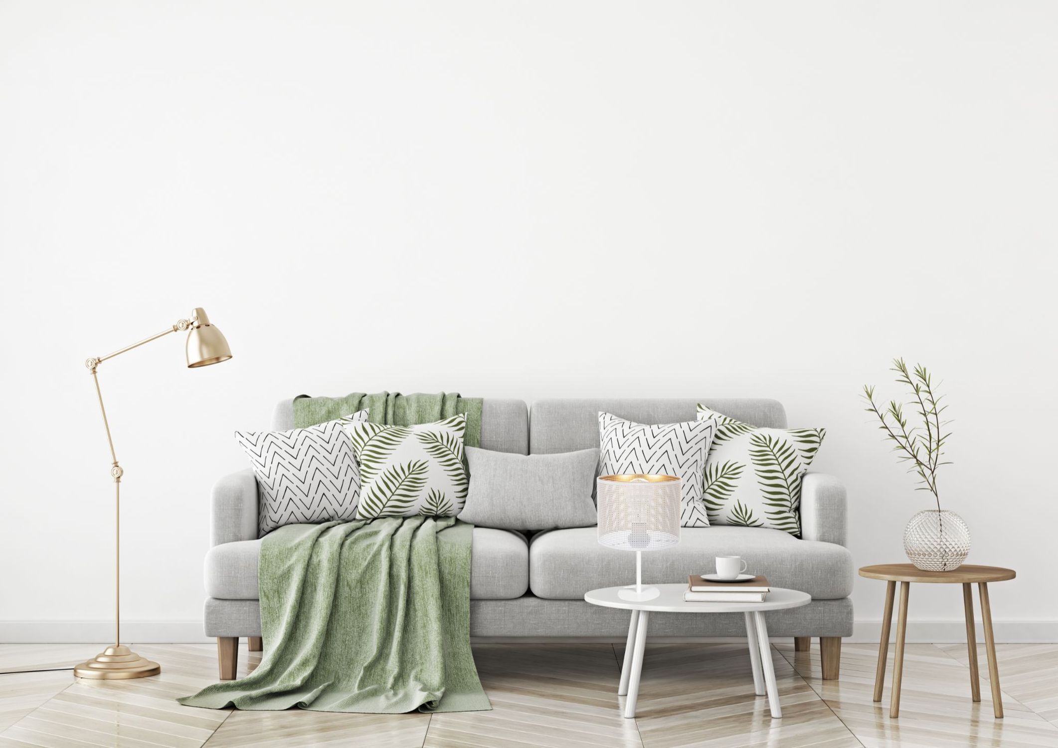 sofa, couch, wohnzimmer, grüner decke, pflanzen