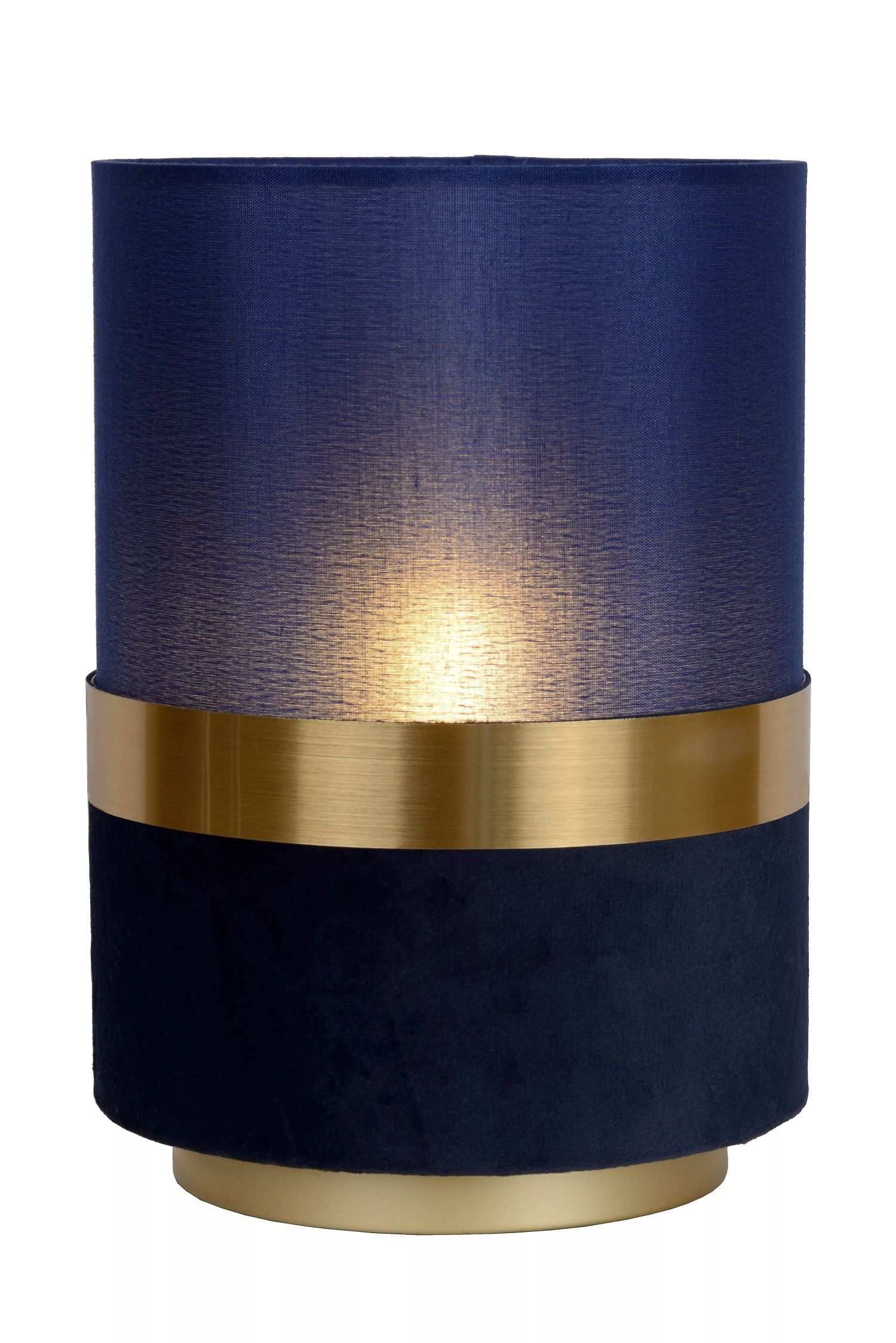 Stilvolle Tischlampe Stoff Blau Gold E14 22 cm Vintage Lampe, Lampenschirm