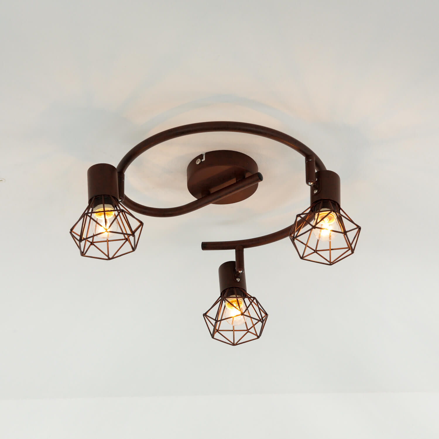 Geometrischer Spot Metall Retro in Rostbraun MIA Deckenleuchte, Leuchte