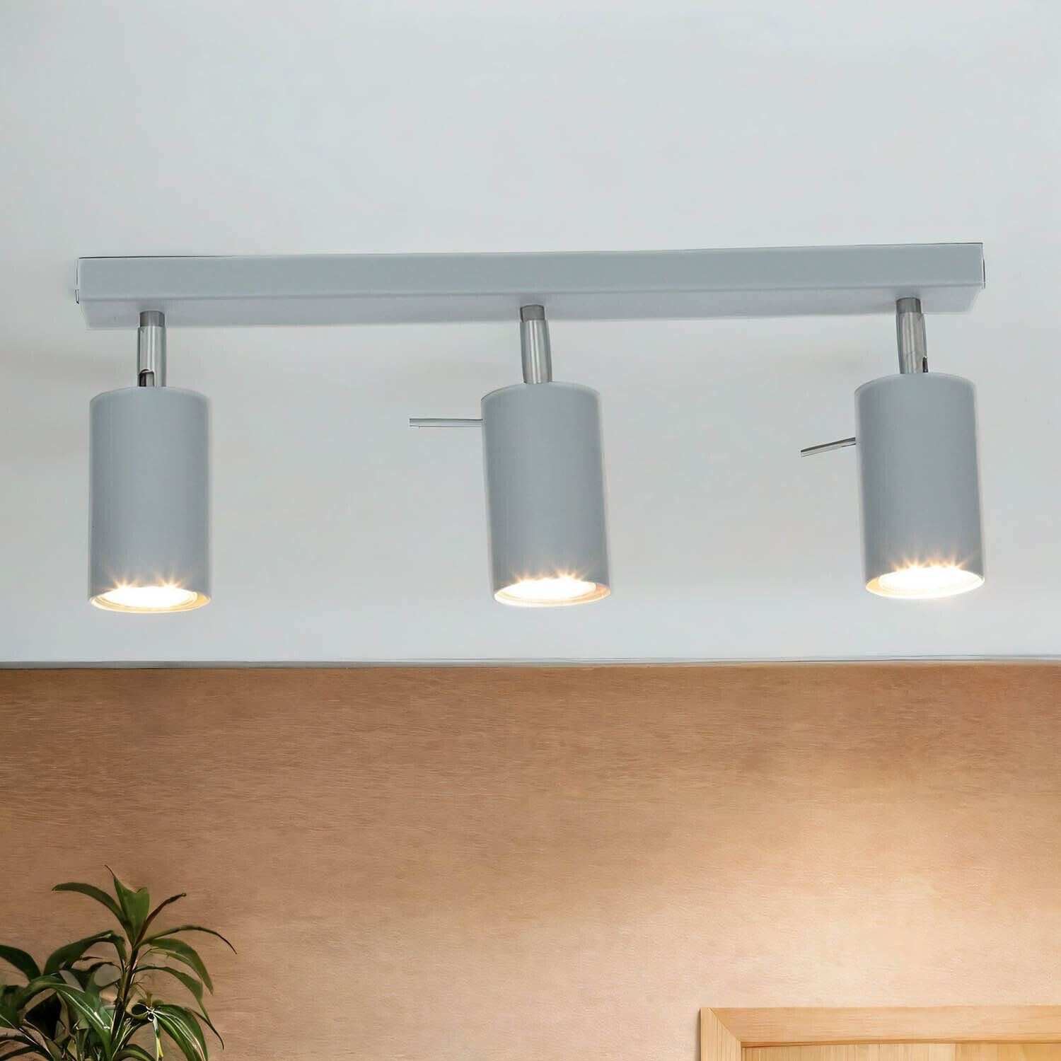 Spot de plafond gris métal L:45cm 3x GU10 polyvalent