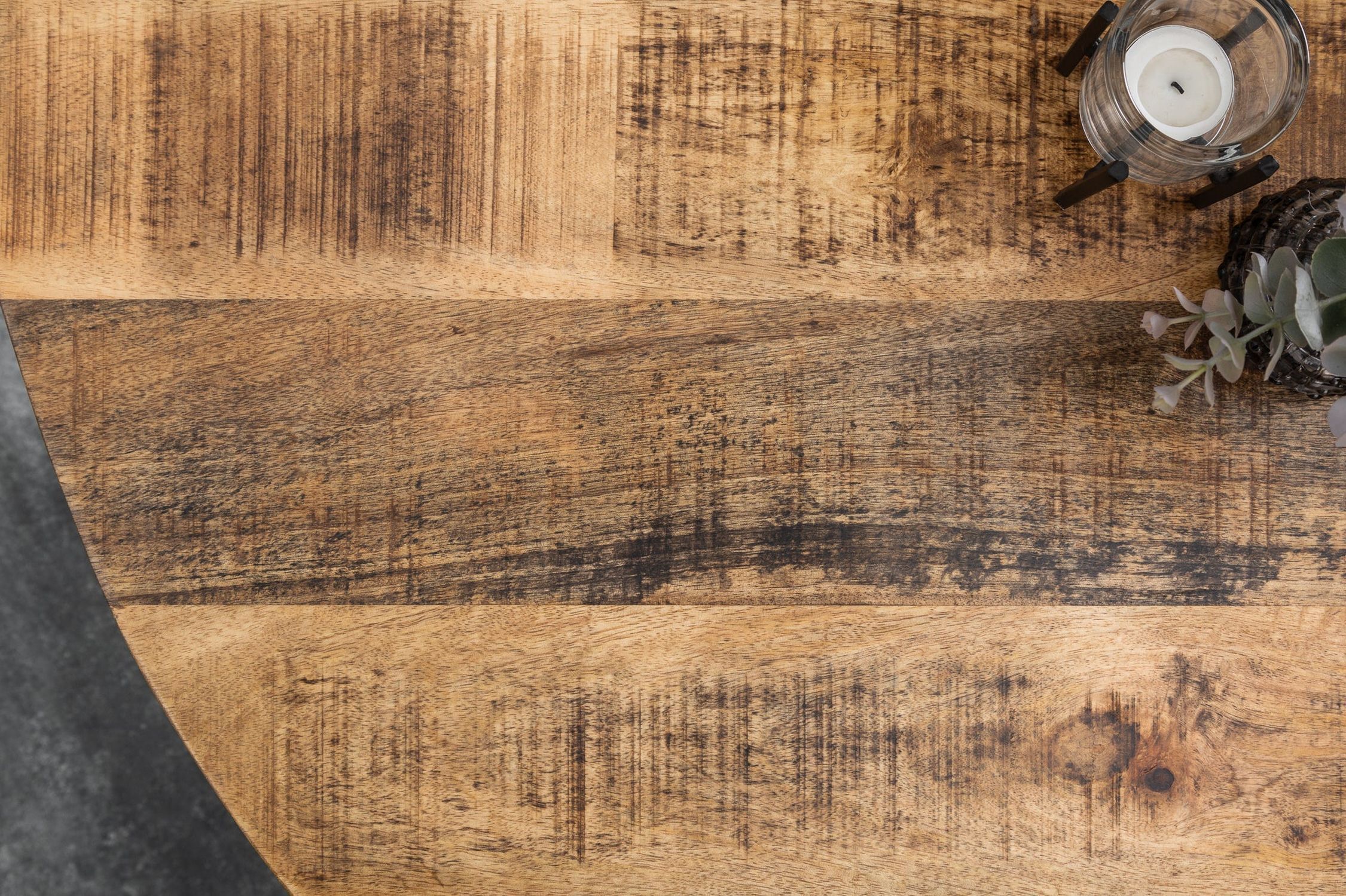 Table de salle à manger ronde Ø 120 cm bois de manguier métal design industriel