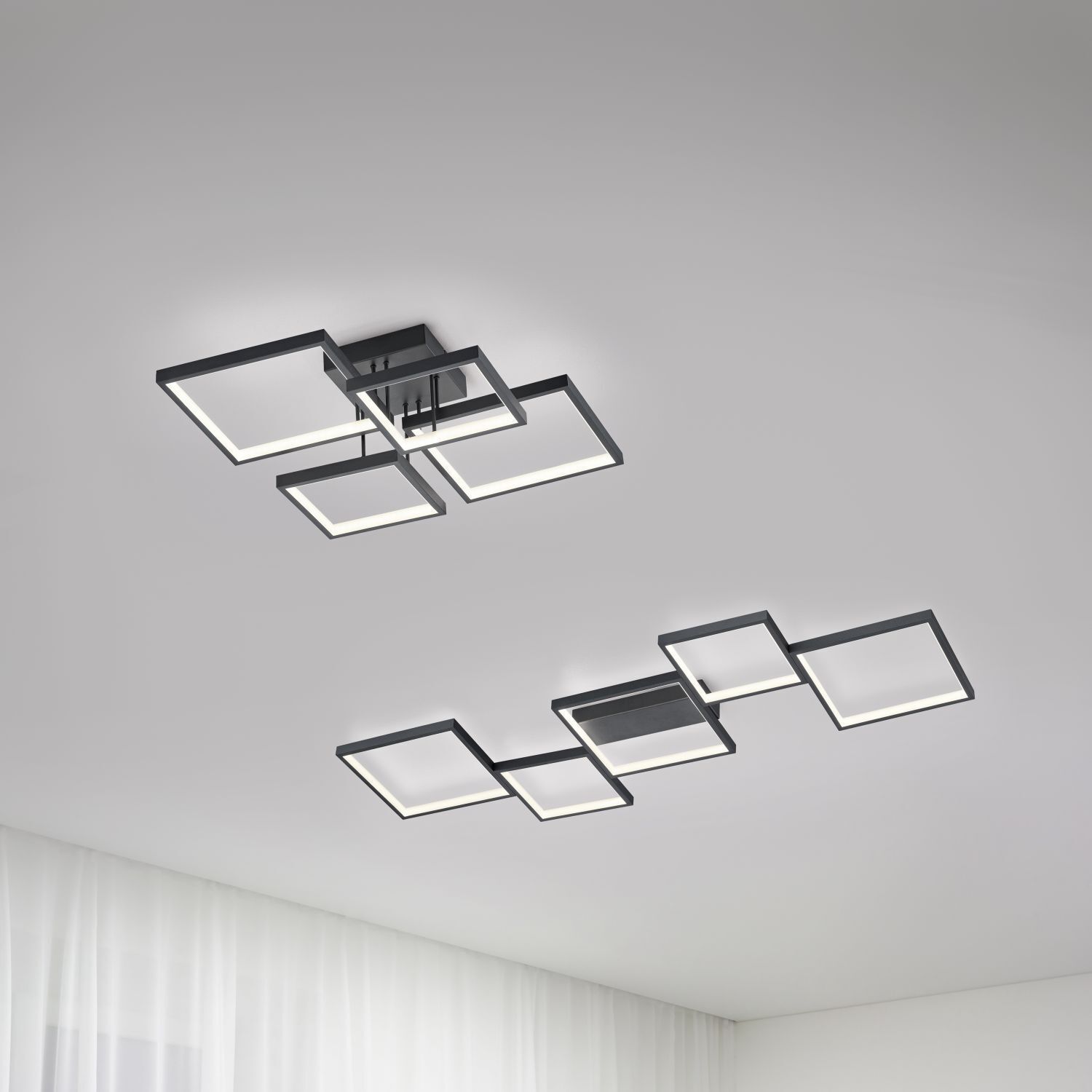 LED Deckenlampe Schwarz Metall L:120,5 cm 34 W dimmbar Deckenleuchte