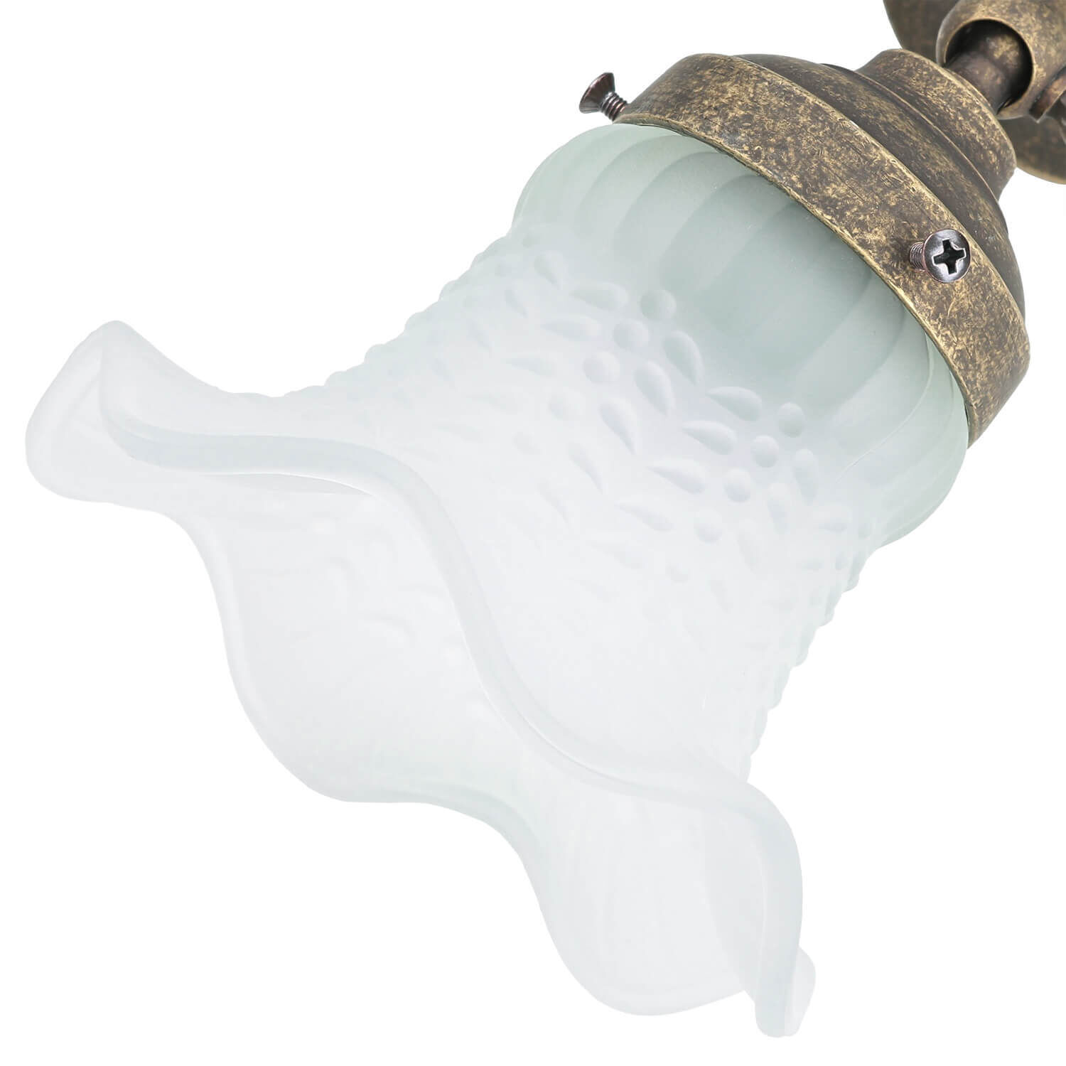 Wandlampe mit Glasschirm Floral aus Echt-Messing Leuchte, Lampe