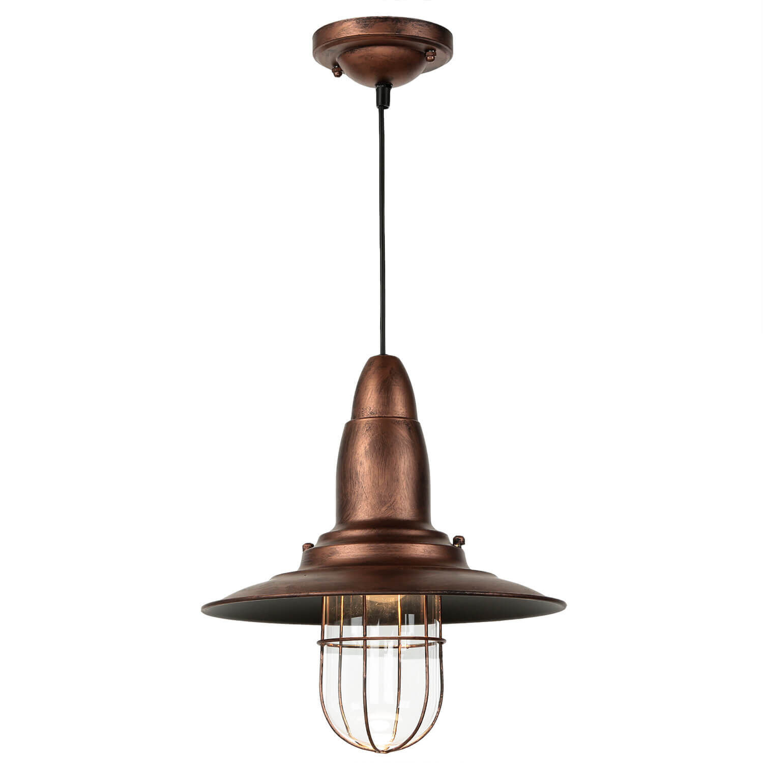 Moderne Pendelleuchte FISHERMAN in Kupfer Antik Leuchte, Lampe, Kronleuchter, Bronze