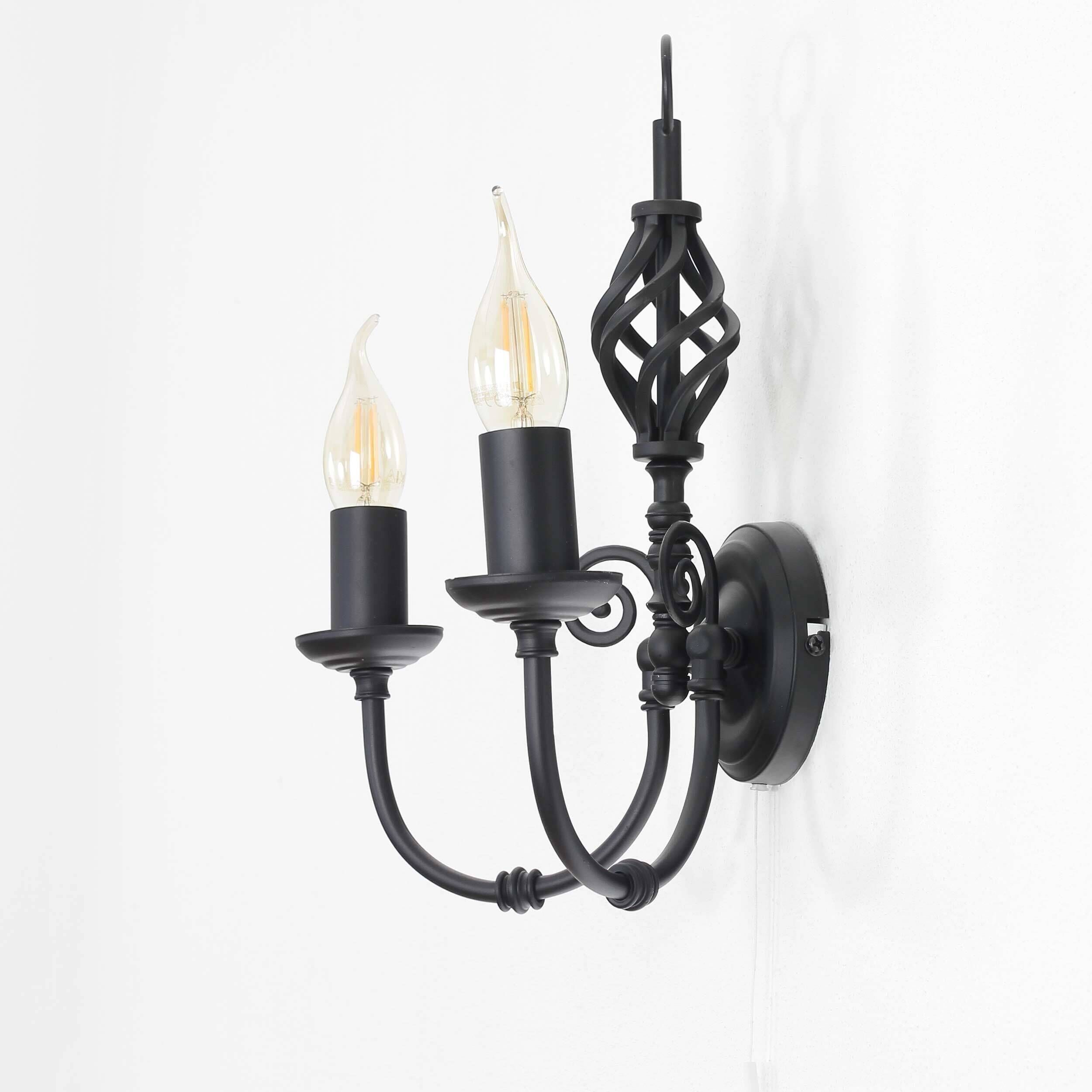 Wandleuchte, Wandlampe, Kalter Glühdraht?, Schwarz, Kerzenarmatur