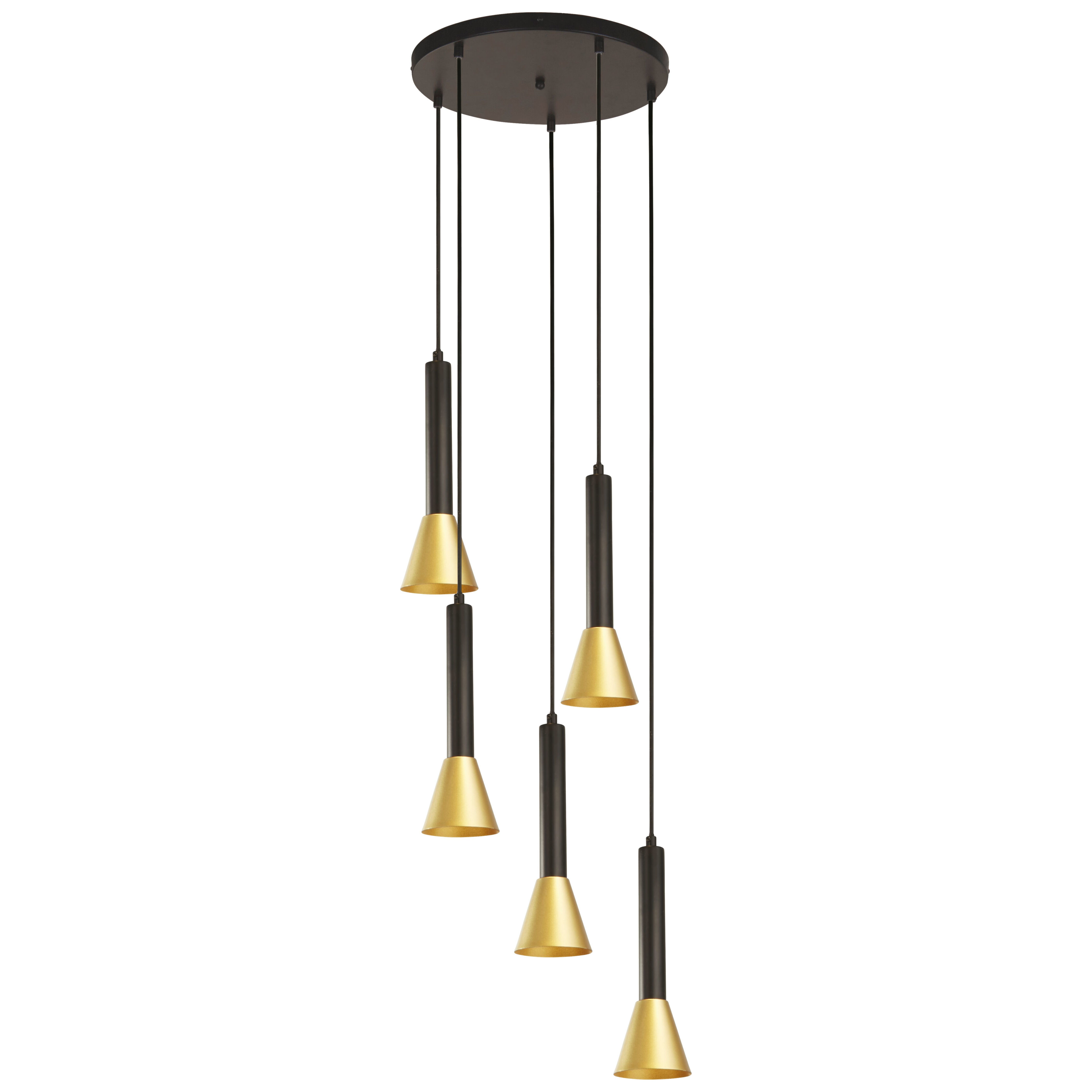 Hängeleuchte 5-flammig GU10 Ø 37 cm in Schwarz Gold