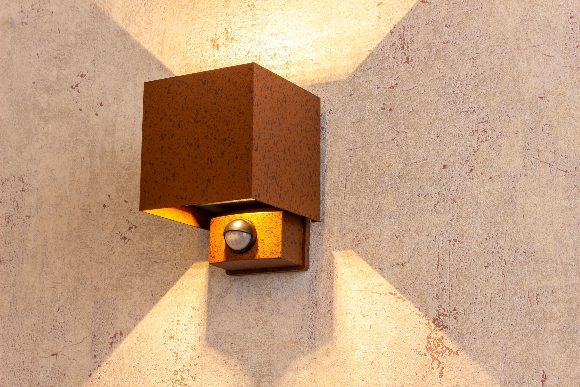 LED Wandlampe Bewegungssensor Rostbraun Up Down IP54 Architektur, Gebäude, Mauer, Beleuchtung
