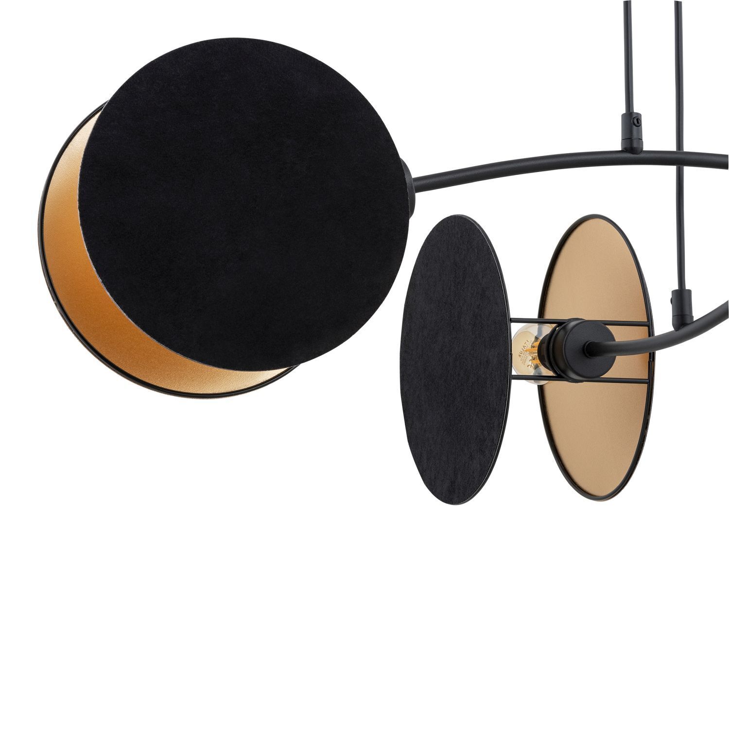 Pendelleuchte Schwarz Gold L: 82 cm verstellbar Stoff Metall