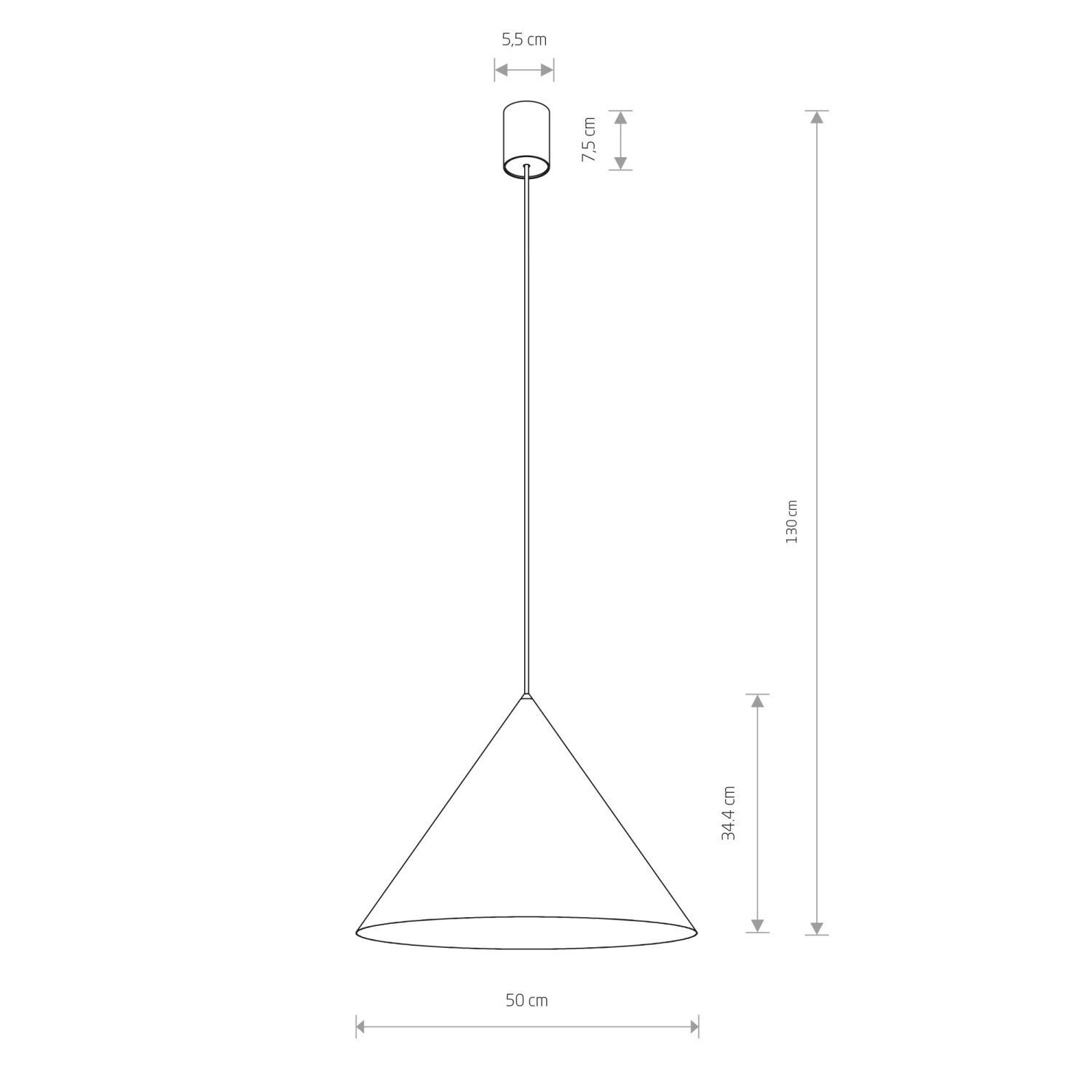 Lampe à suspendre en métal Ø 50 cm GU10 Blanc Abat-jour conique