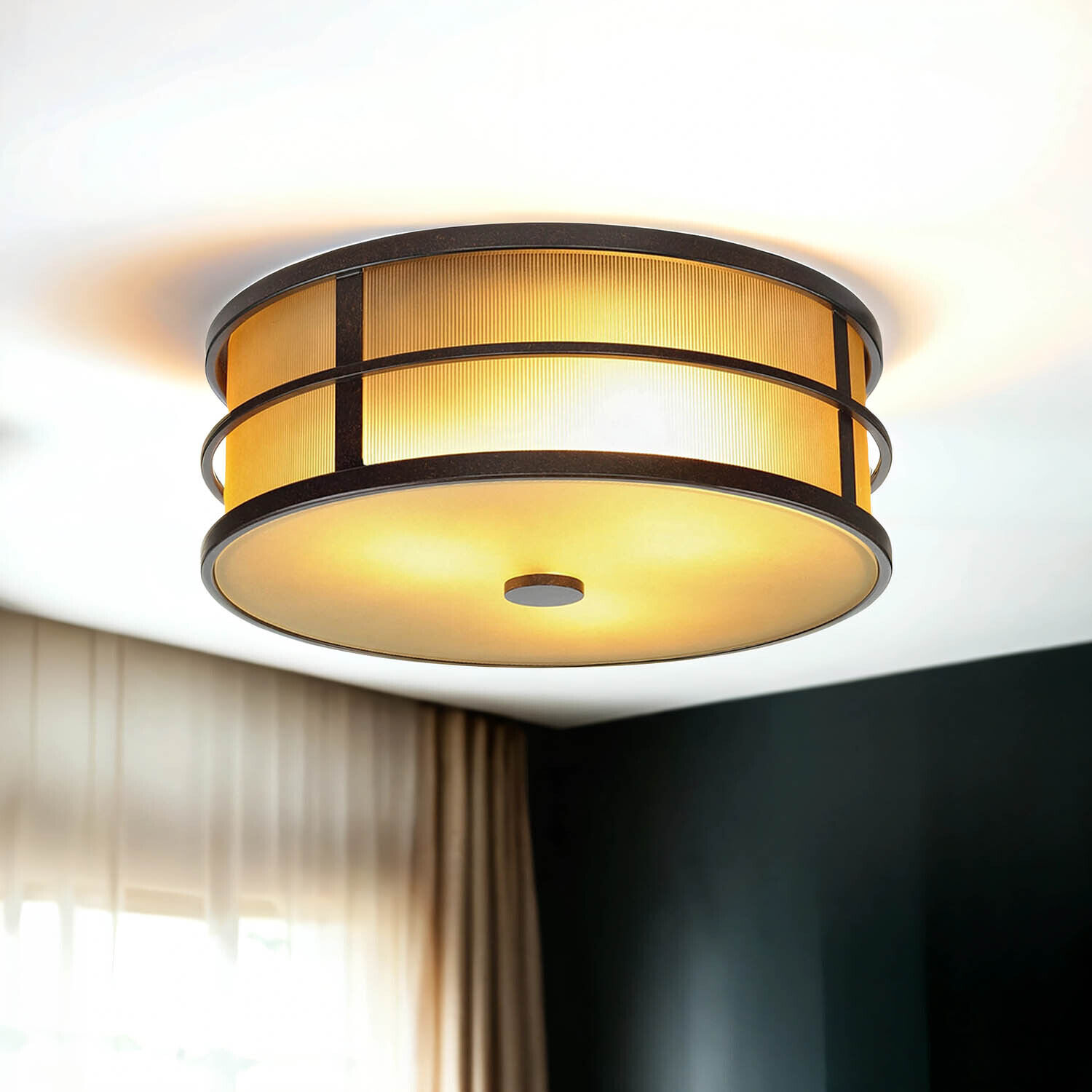 Deckenleuchte SHOJI Creme Ø34cm Vintage Lampe Loft Deckenleuchte, Kronleuchter, Lampe