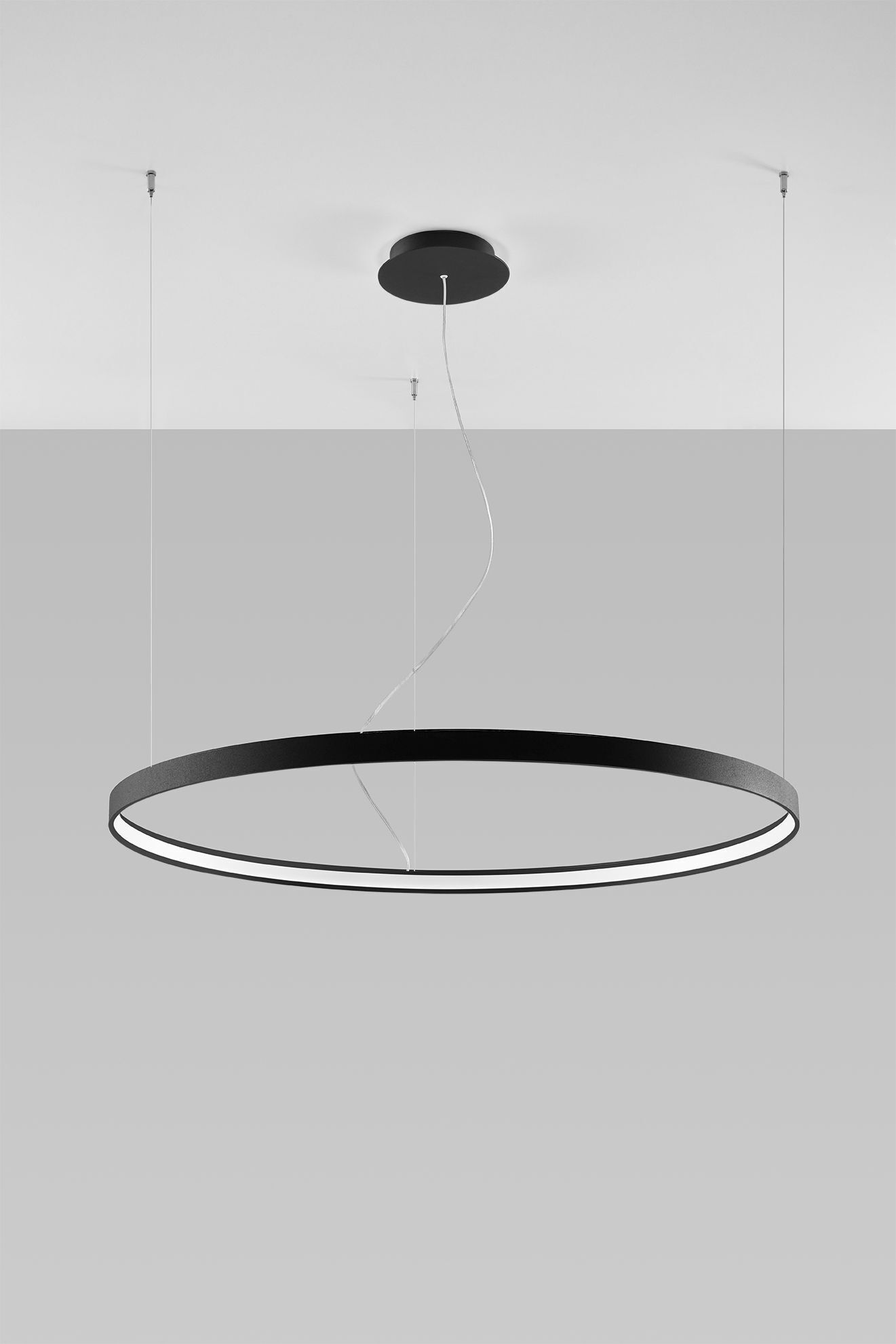 Grand lustre à LED Ø 110 cm 4000 K Noir Anneau